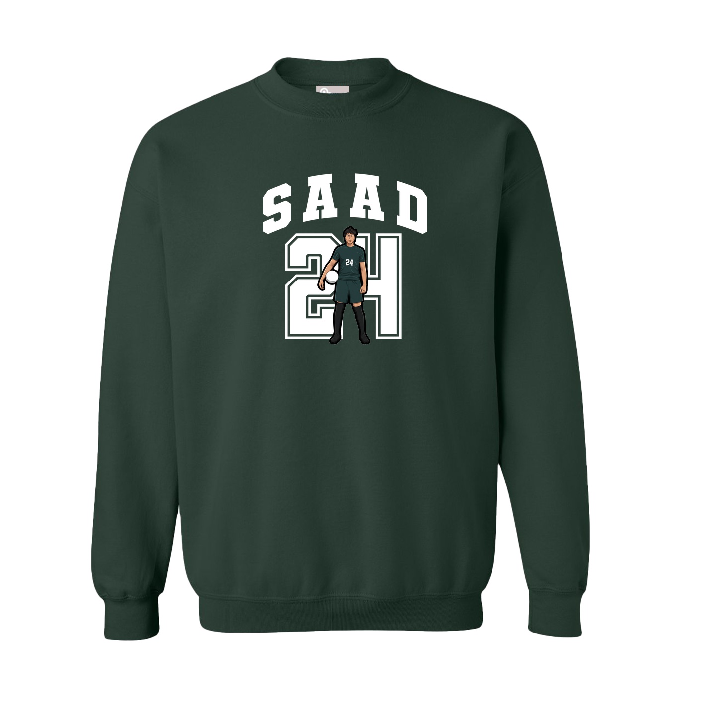 Fleece Crew — Number in Green