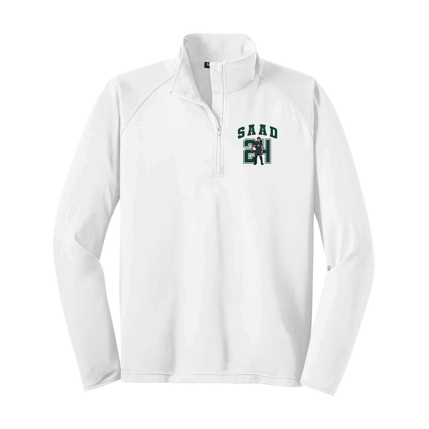 Q-Zip Pullover — Number in White