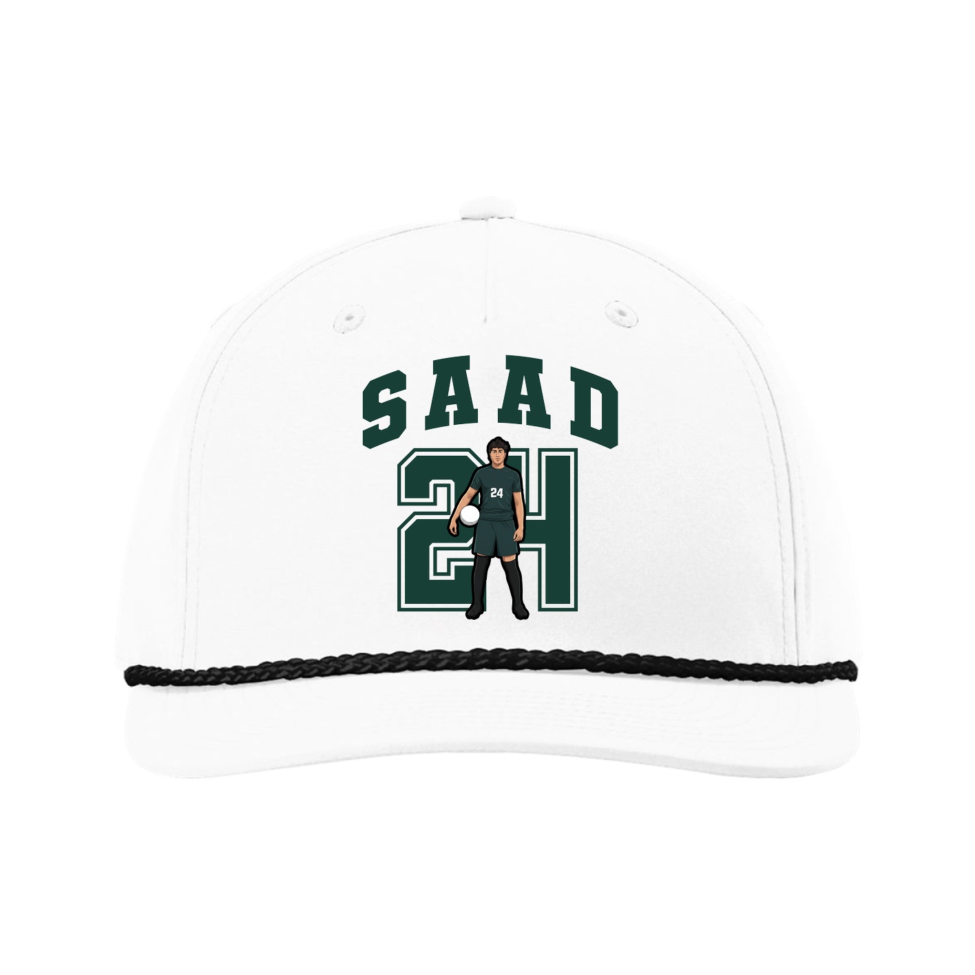 Five-Panel Classic Rope Cap — Number in White