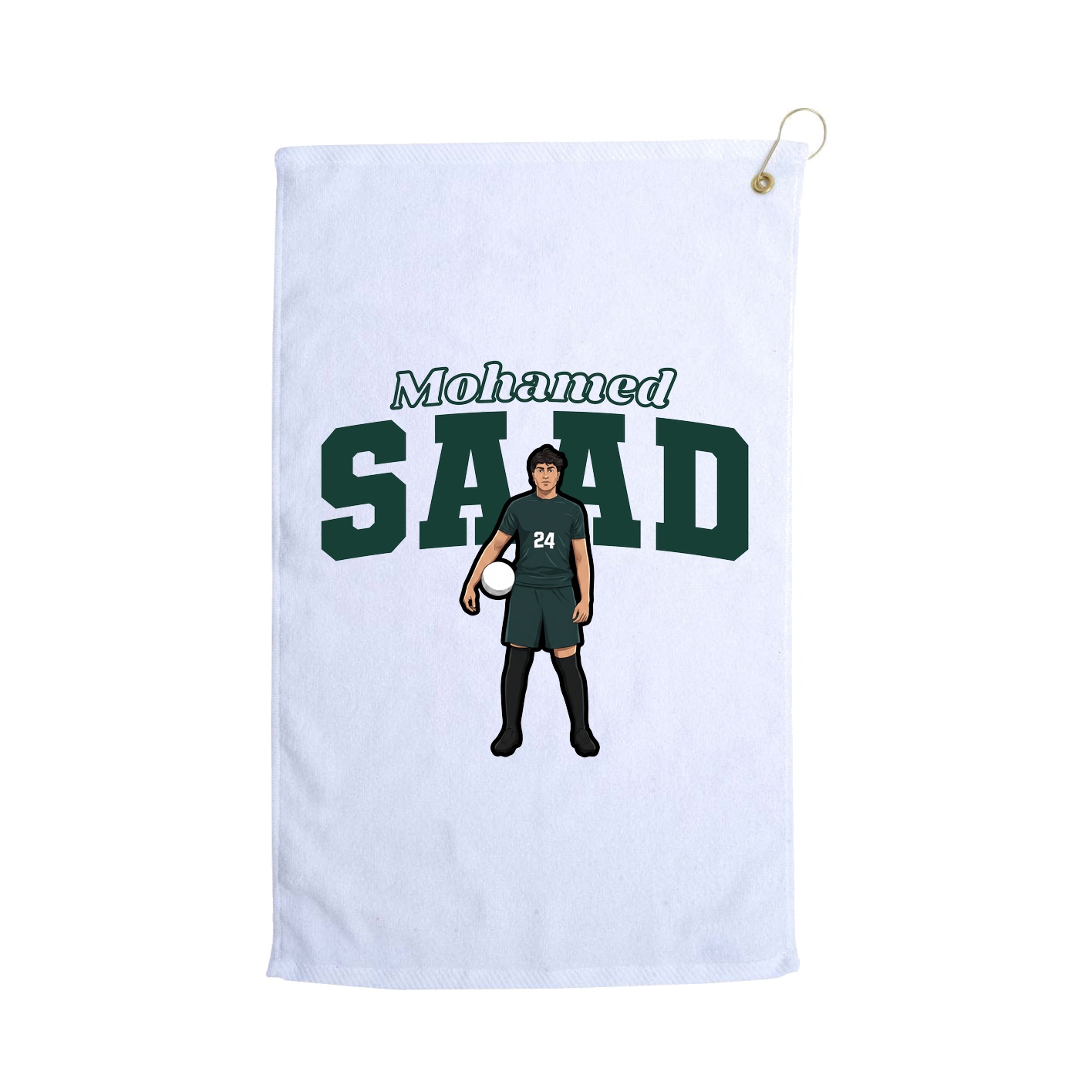 Golf Towel — Name Arch in White