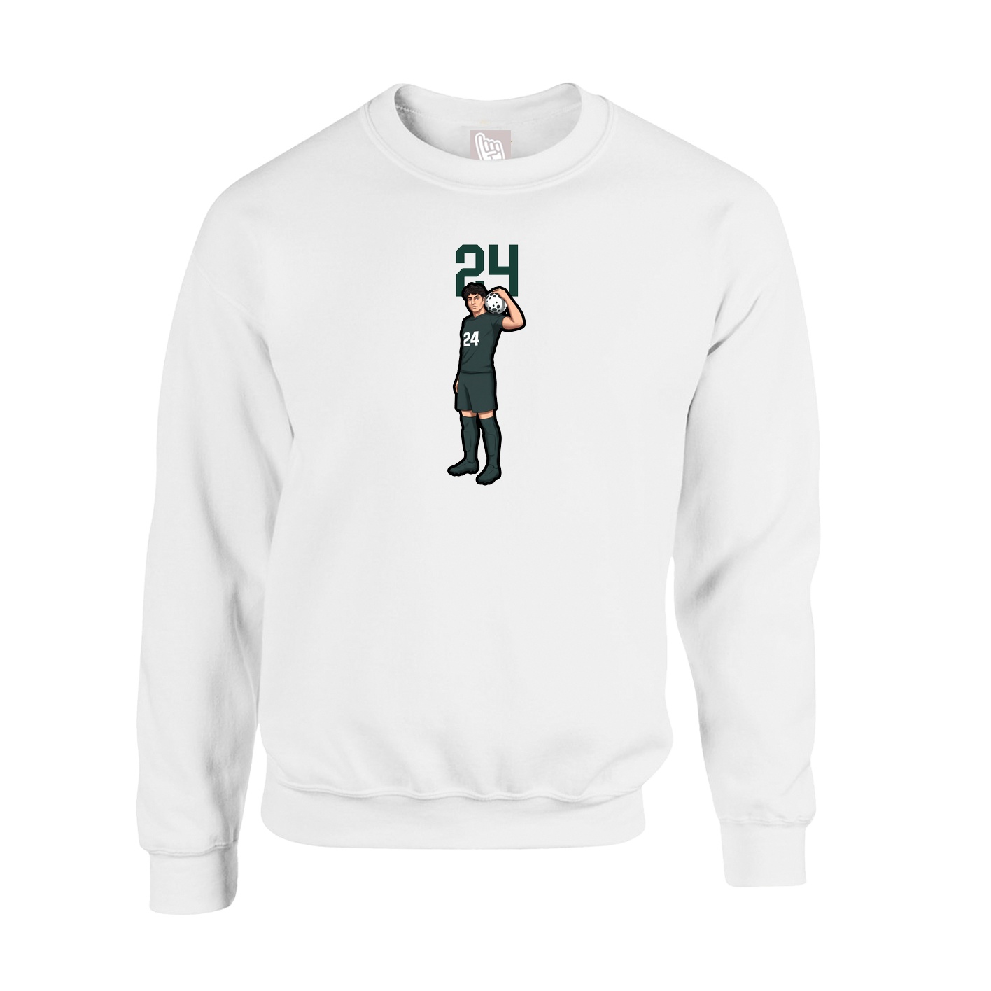 Fleece Crew — Number Top in White