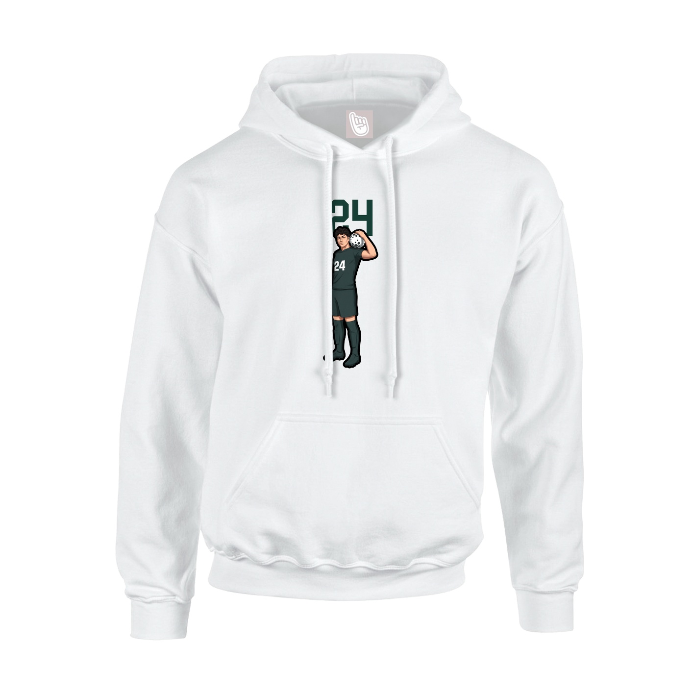 Youth Hoodie — Number Top in White