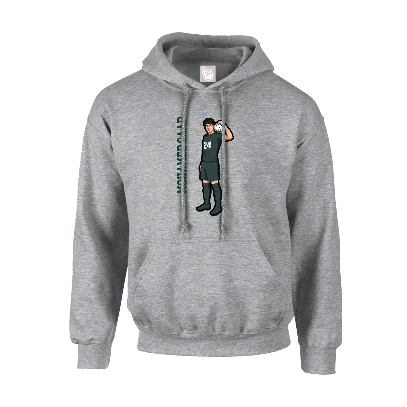 Youth Hoodie — Name Vertical in Grey