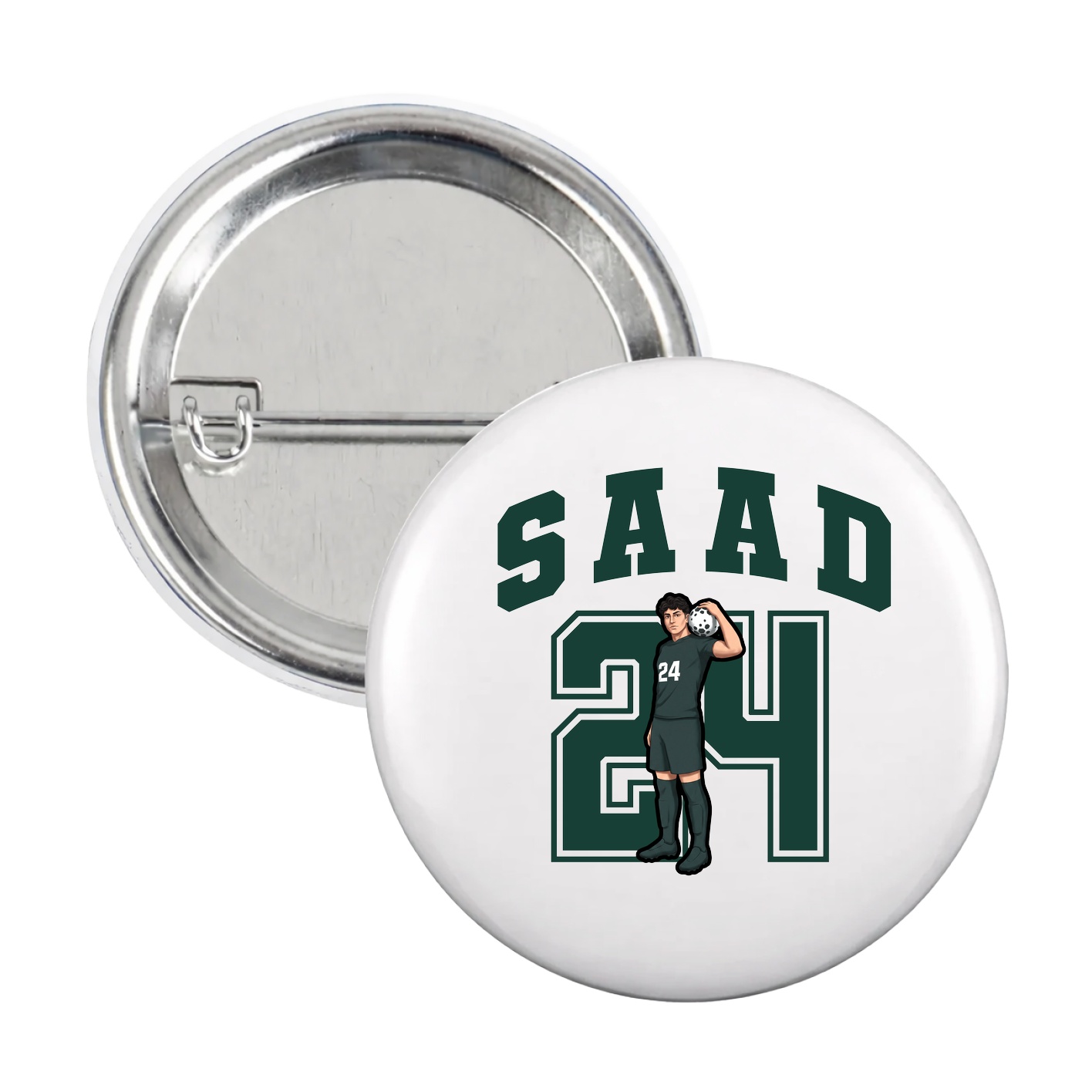Game Day Button — Number in White