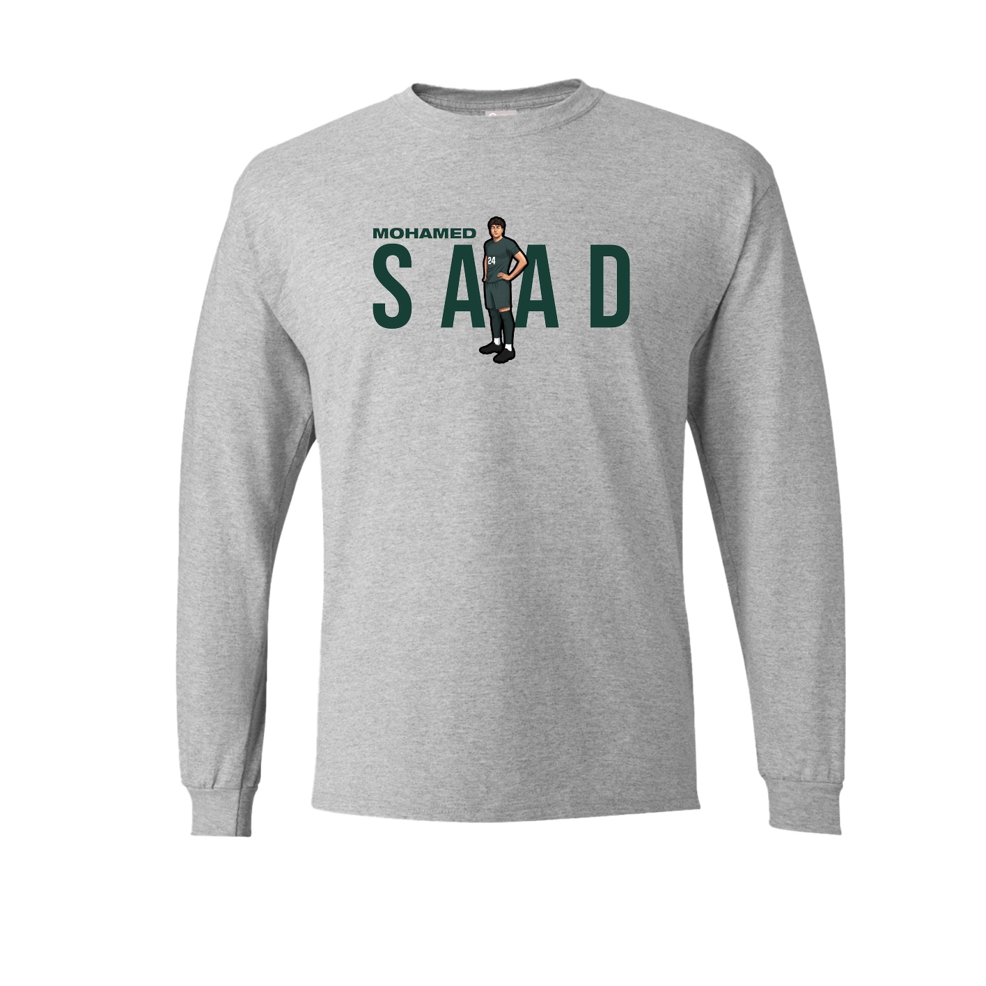 Long Sleeve Tee — Player Name in Grey