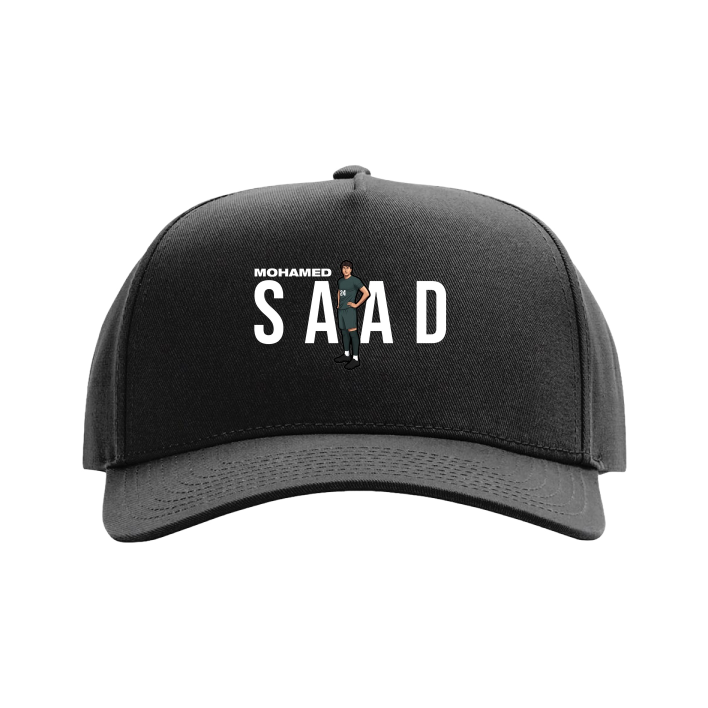 Full Fabric Five-Panel Champ Cap — Player Name in Black
