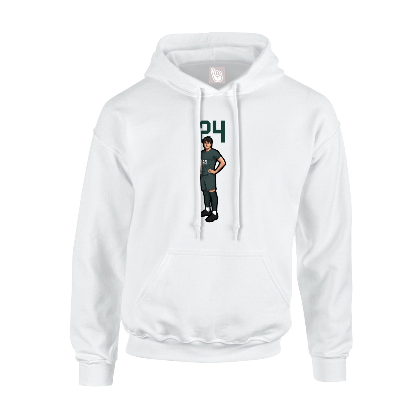 Youth Hoodie — Number Top in White