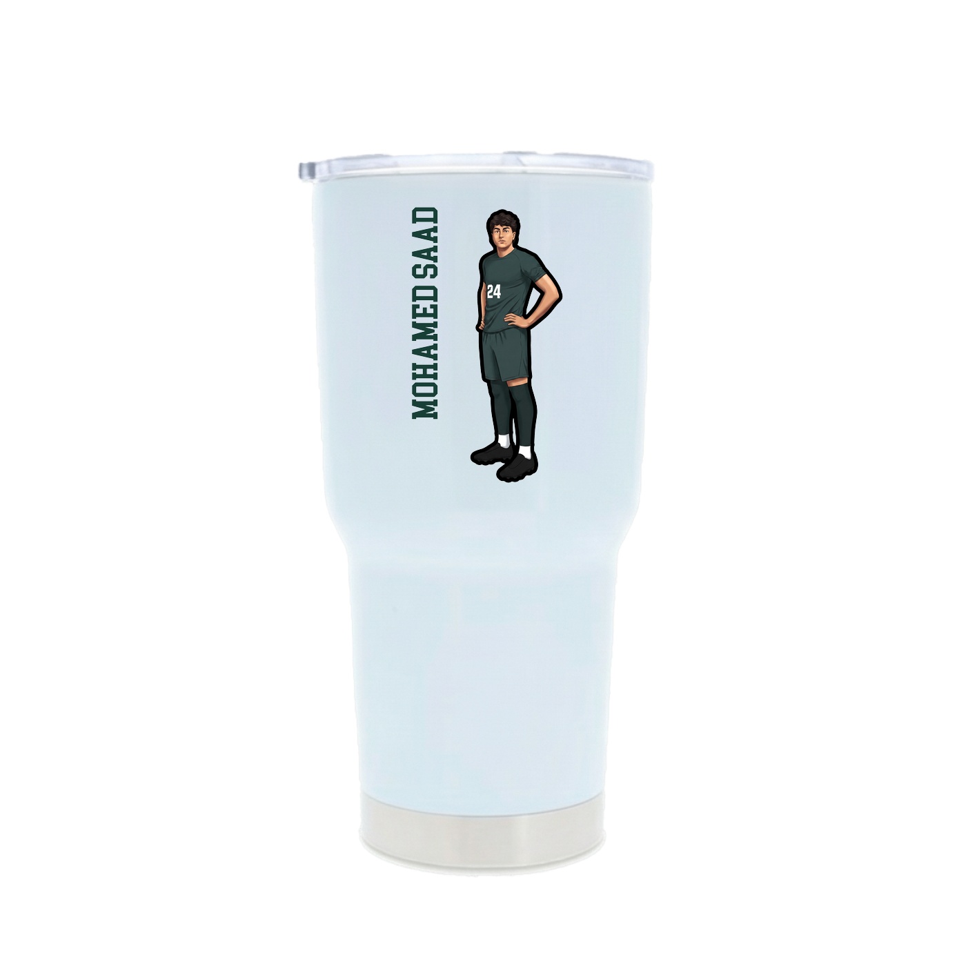 30oz Stainless Steel Tumbler — Name Vertical in White