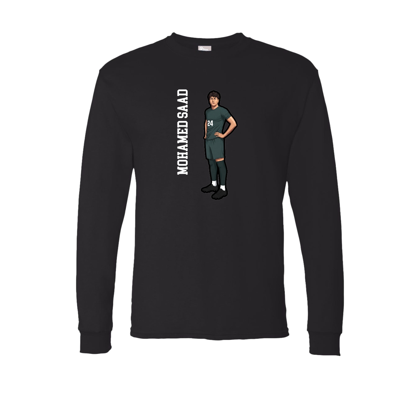 Long Sleeve Tee — Name Vertical in Black