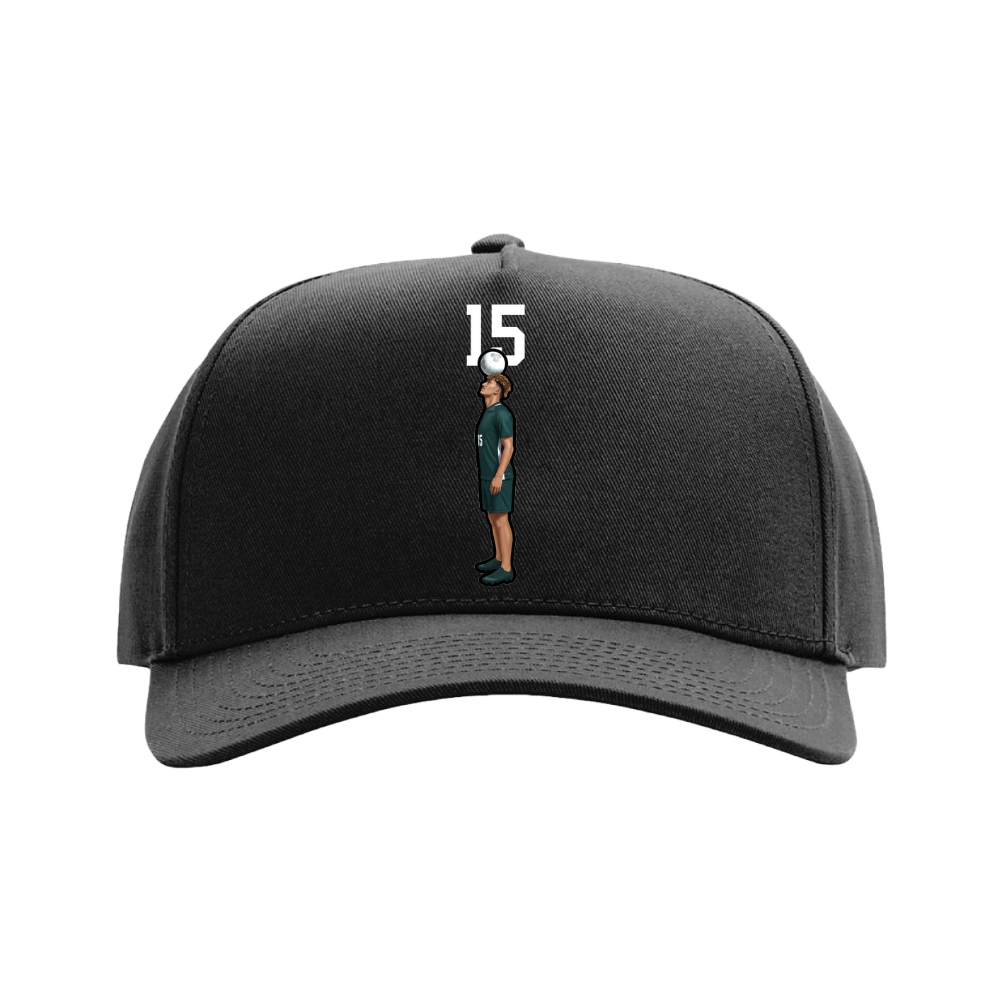 Full Fabric Five-Panel Champ Cap — Number Top in Black