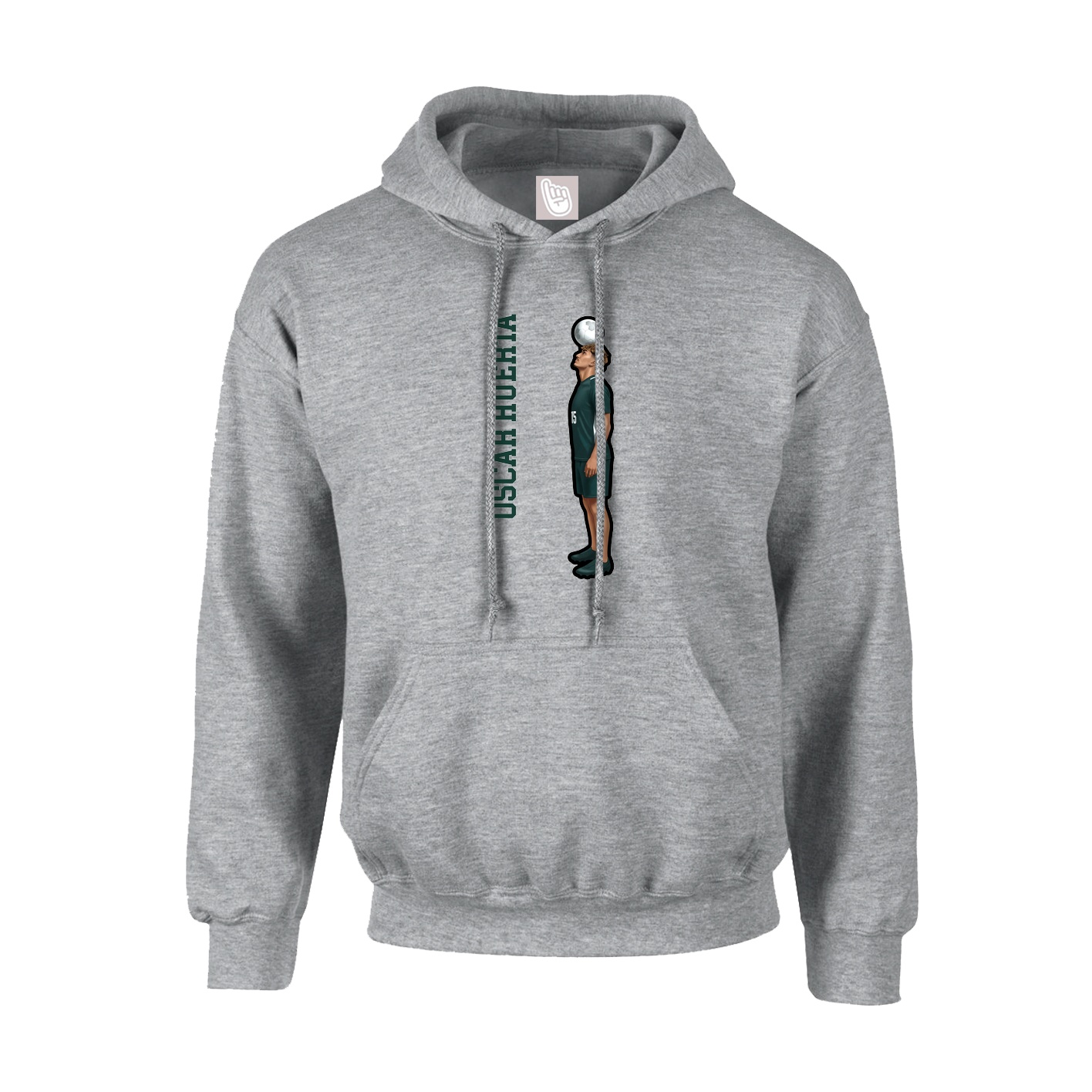 Youth Hoodie — Name Vertical in Grey