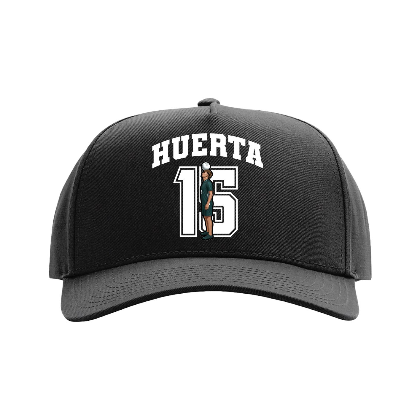 Full Fabric Five-Panel Champ Cap — Number in Black