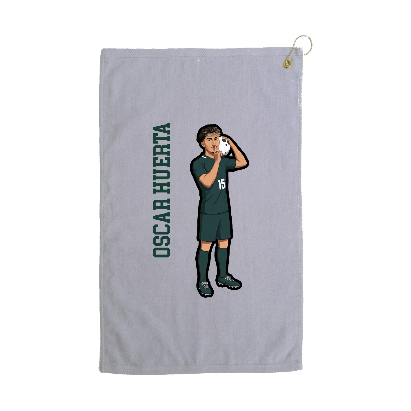 Golf Towel — Name Vertical in Grey