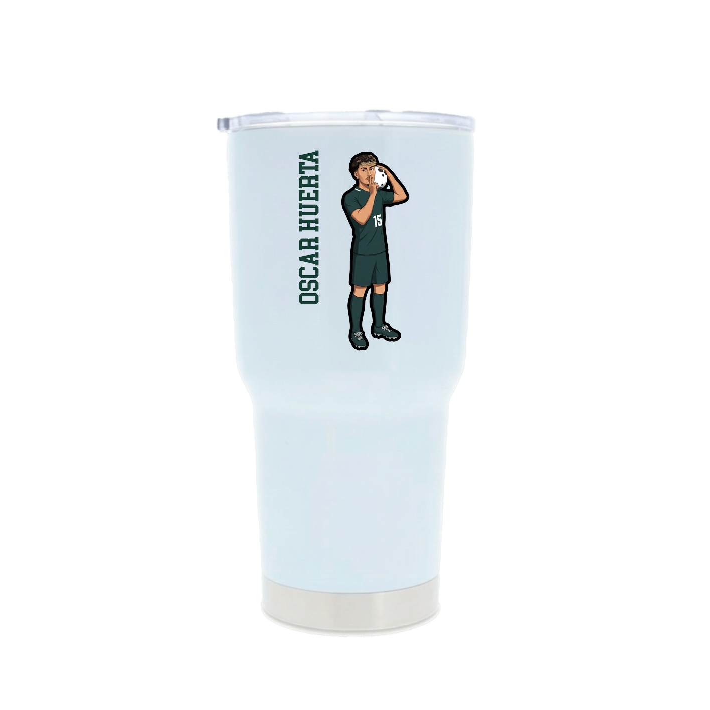 30oz Stainless Steel Tumbler — Name Vertical in White