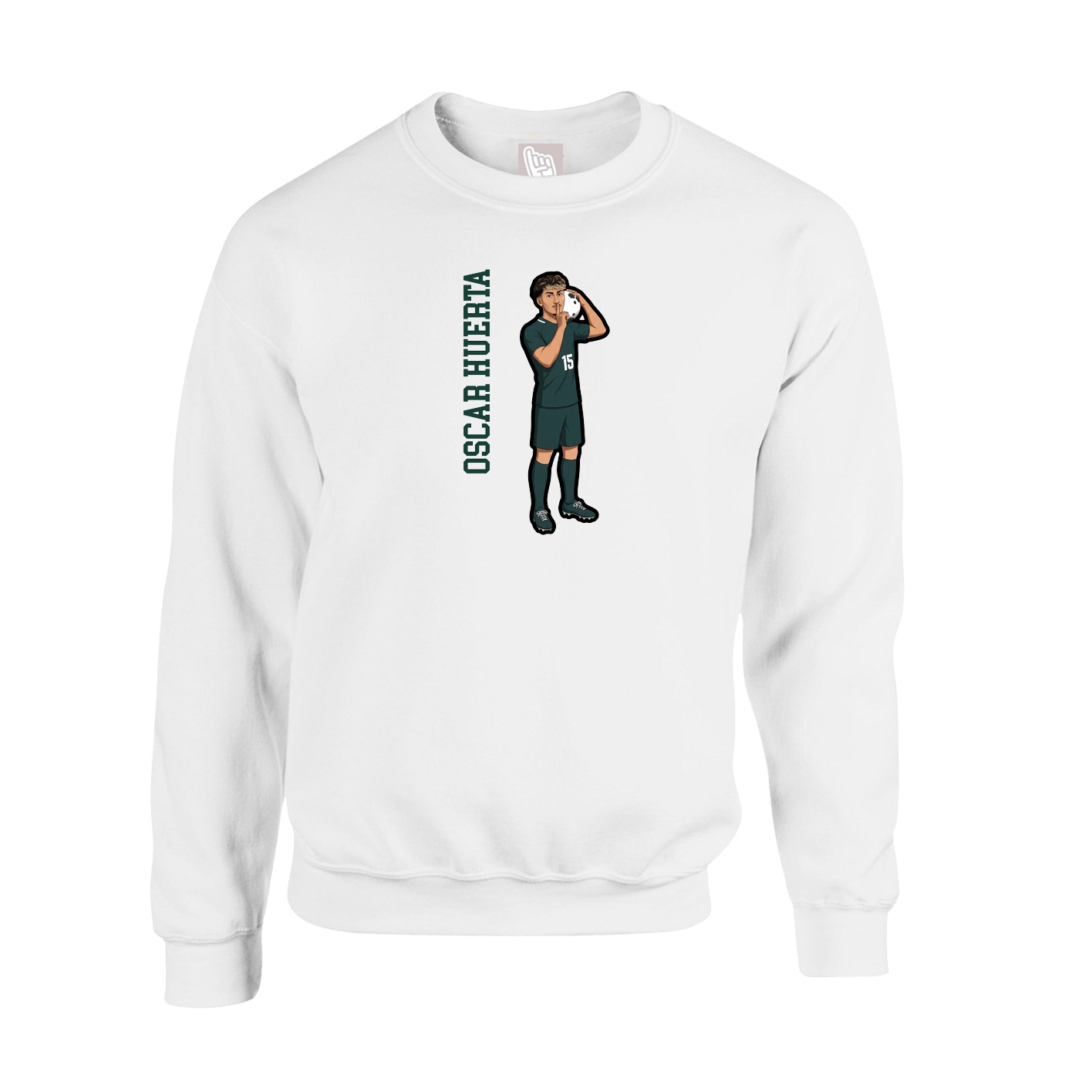 Fleece Crew — Name Vertical in White