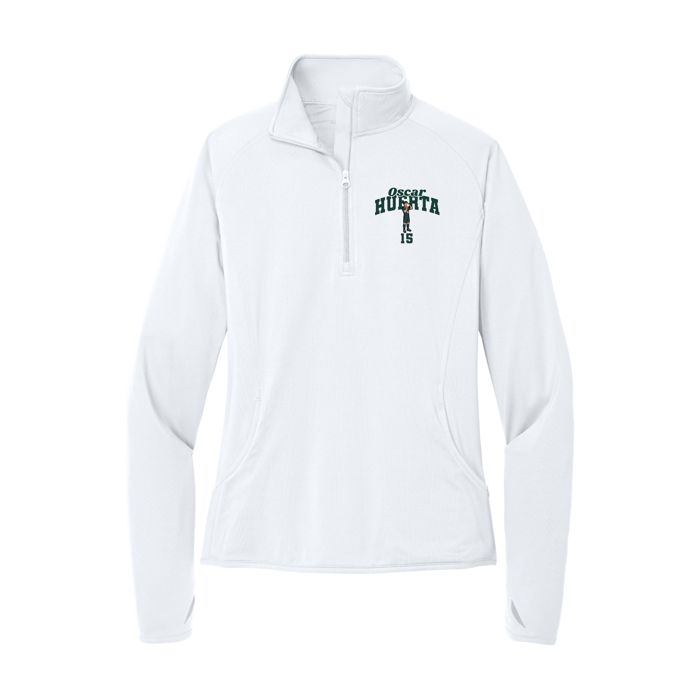 Women's Q-Zip Pullover — Signature Arch in White
