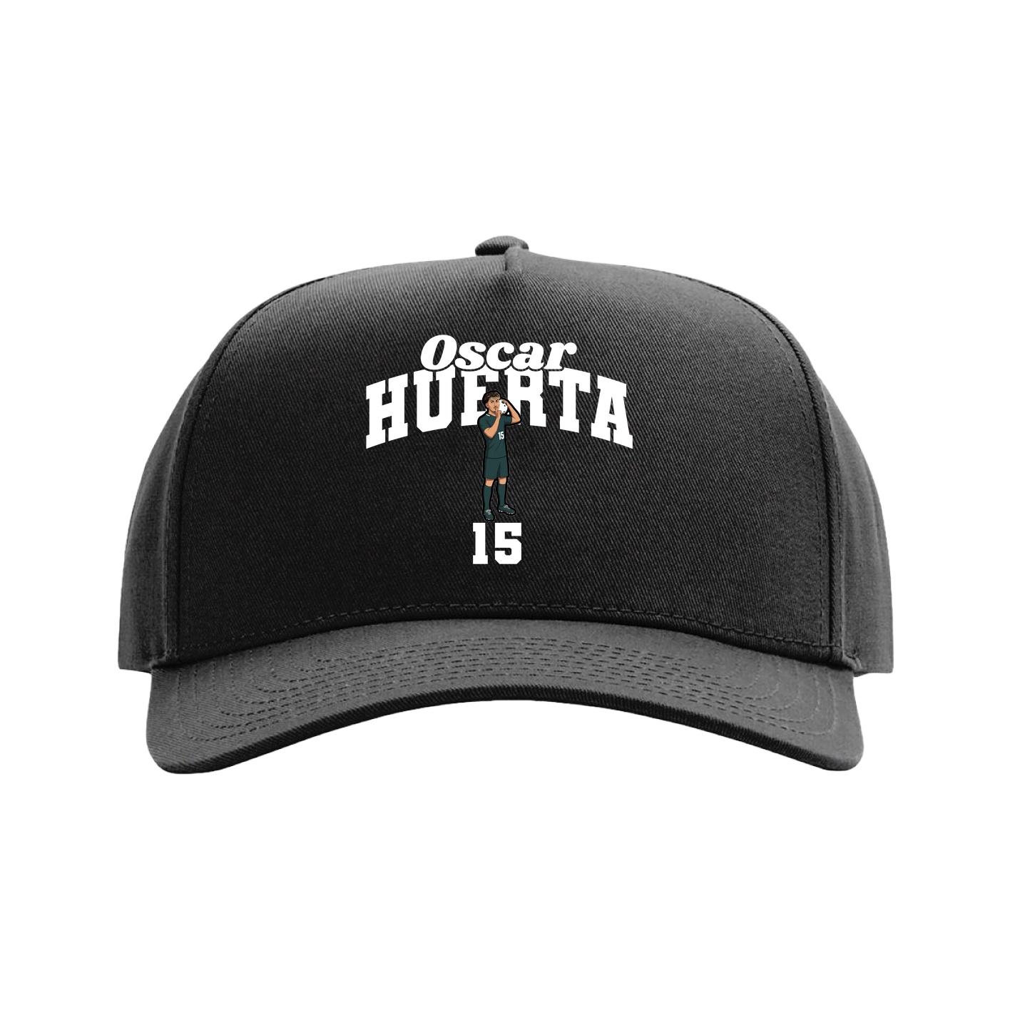 Full Fabric Five-Panel Champ Cap — Signature Arch in Black