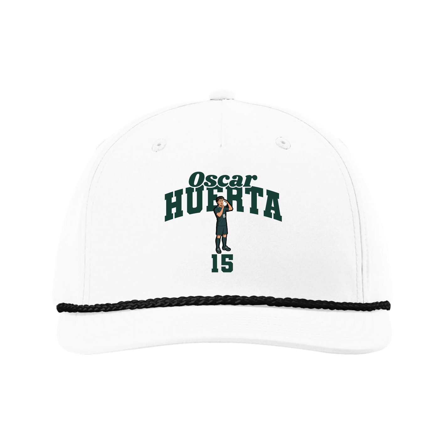 Five-Panel Classic Rope Cap — Signature Arch in White