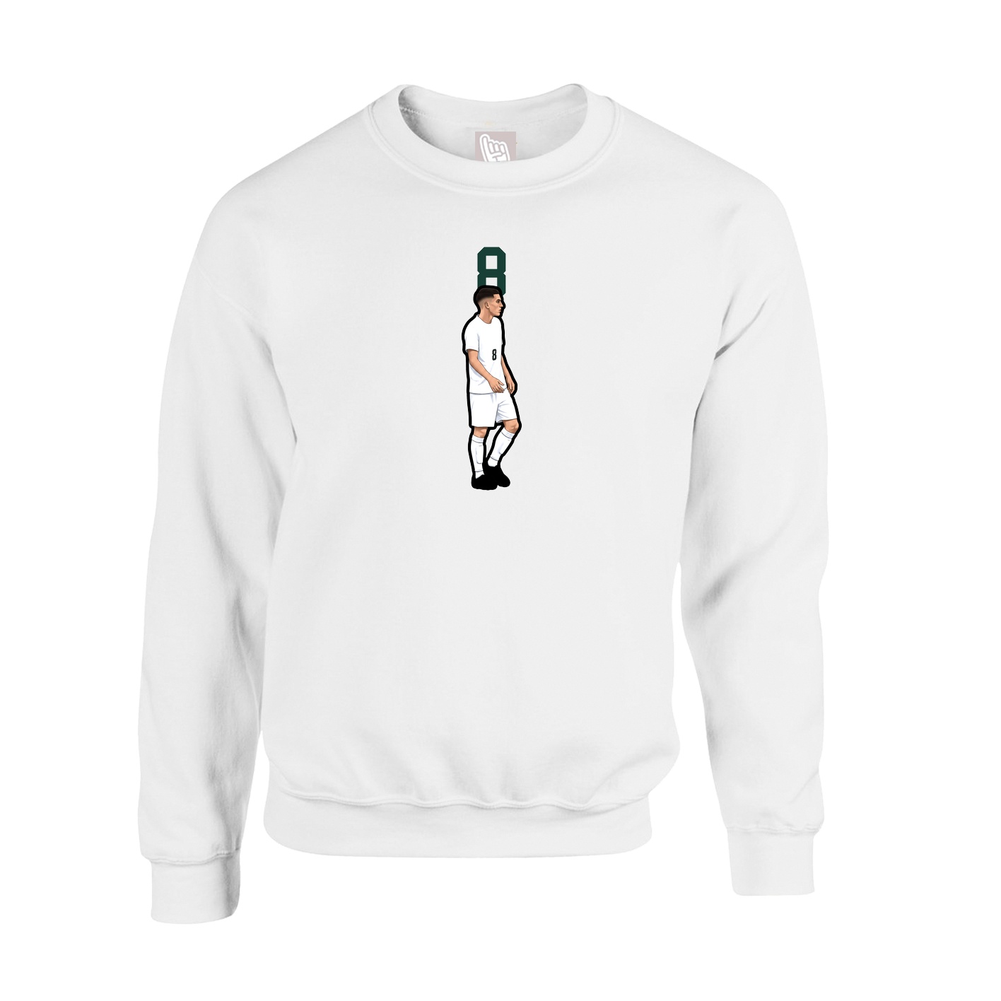 Fleece Crew — Number Top in White