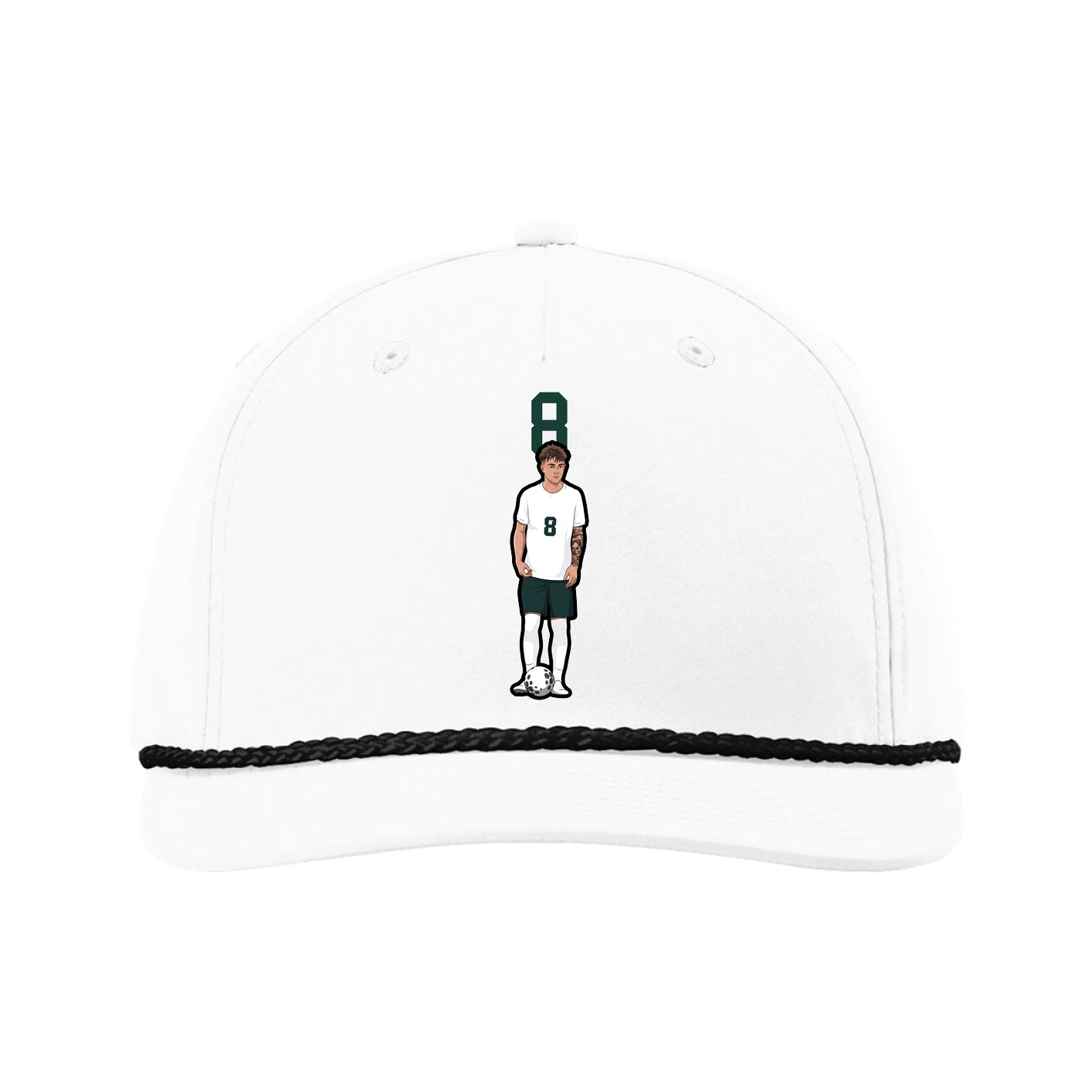 Five-Panel Classic Rope Cap — Number Top in White