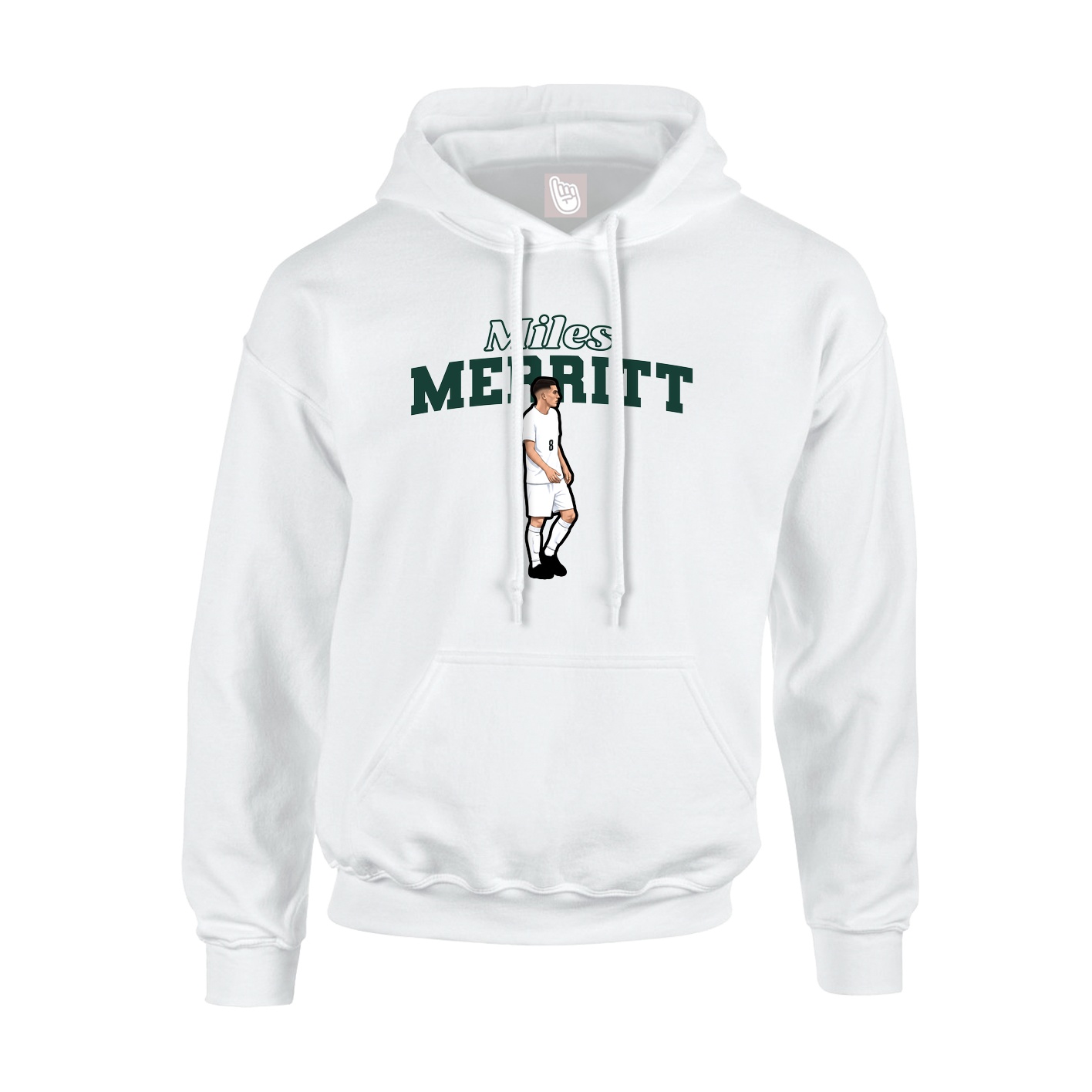 Youth Hoodie — Name Arch in White