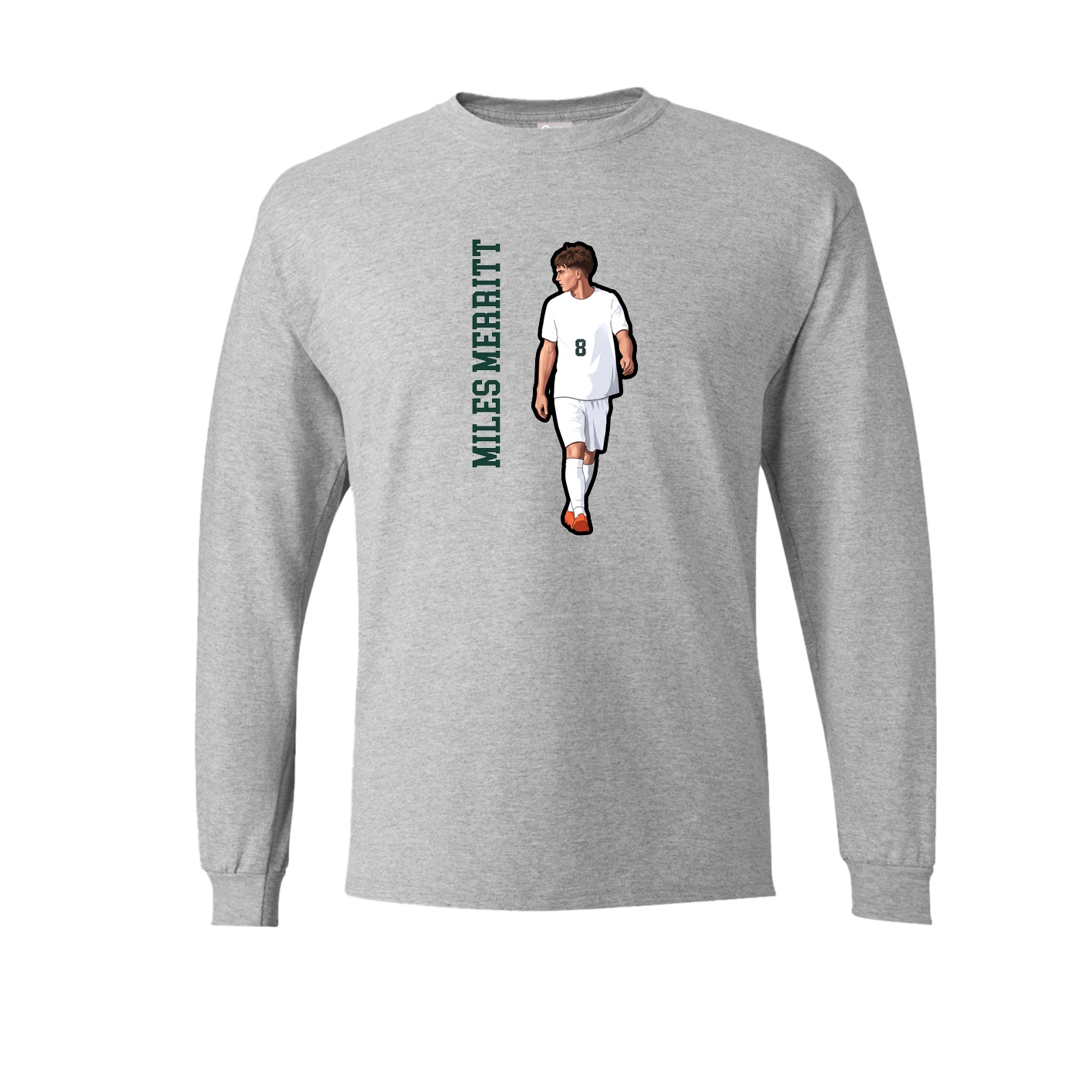 Long Sleeve Tee — Name Vertical in Grey