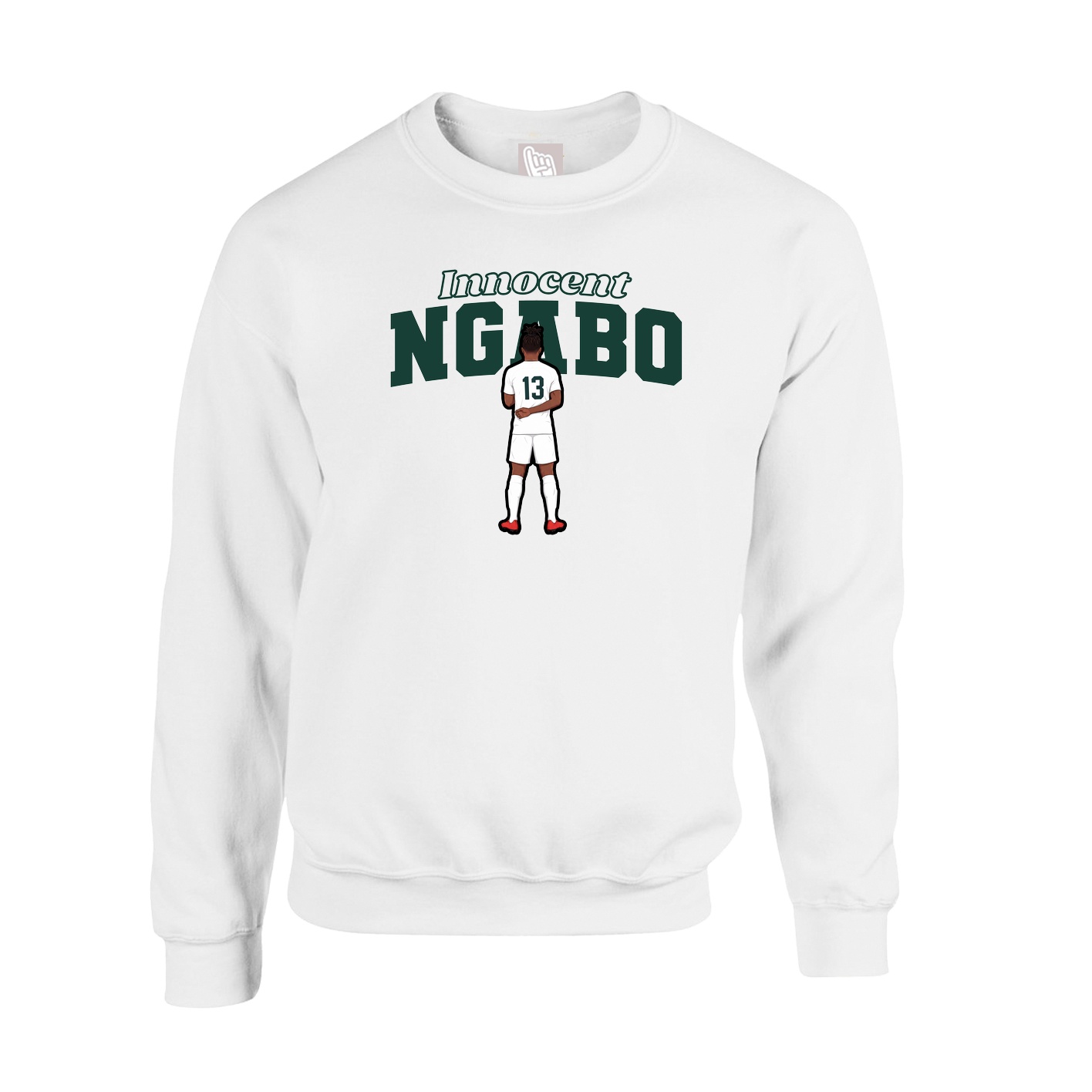 Fleece Crew — Name Arch in White
