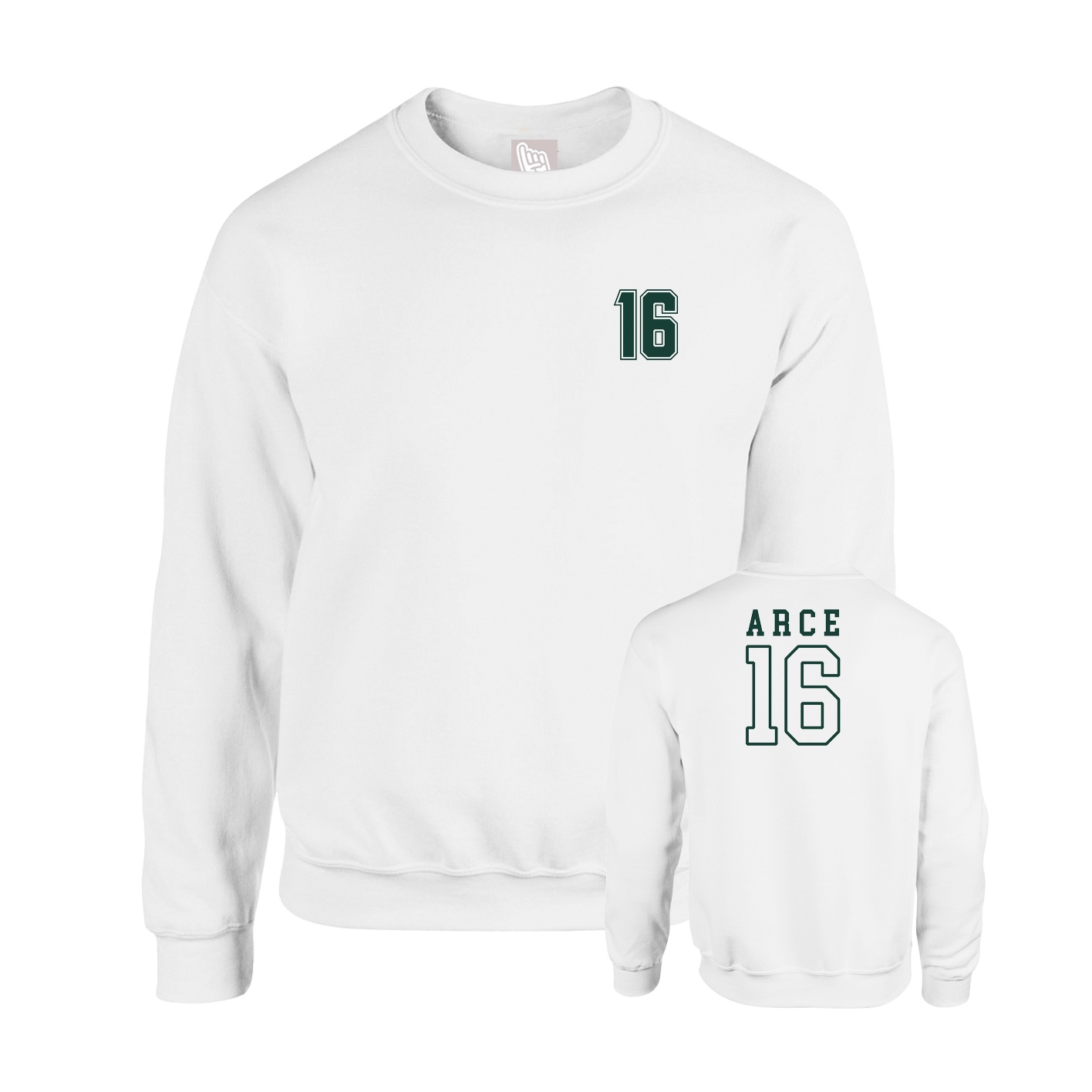 Fleece Crew — Chest Back in White