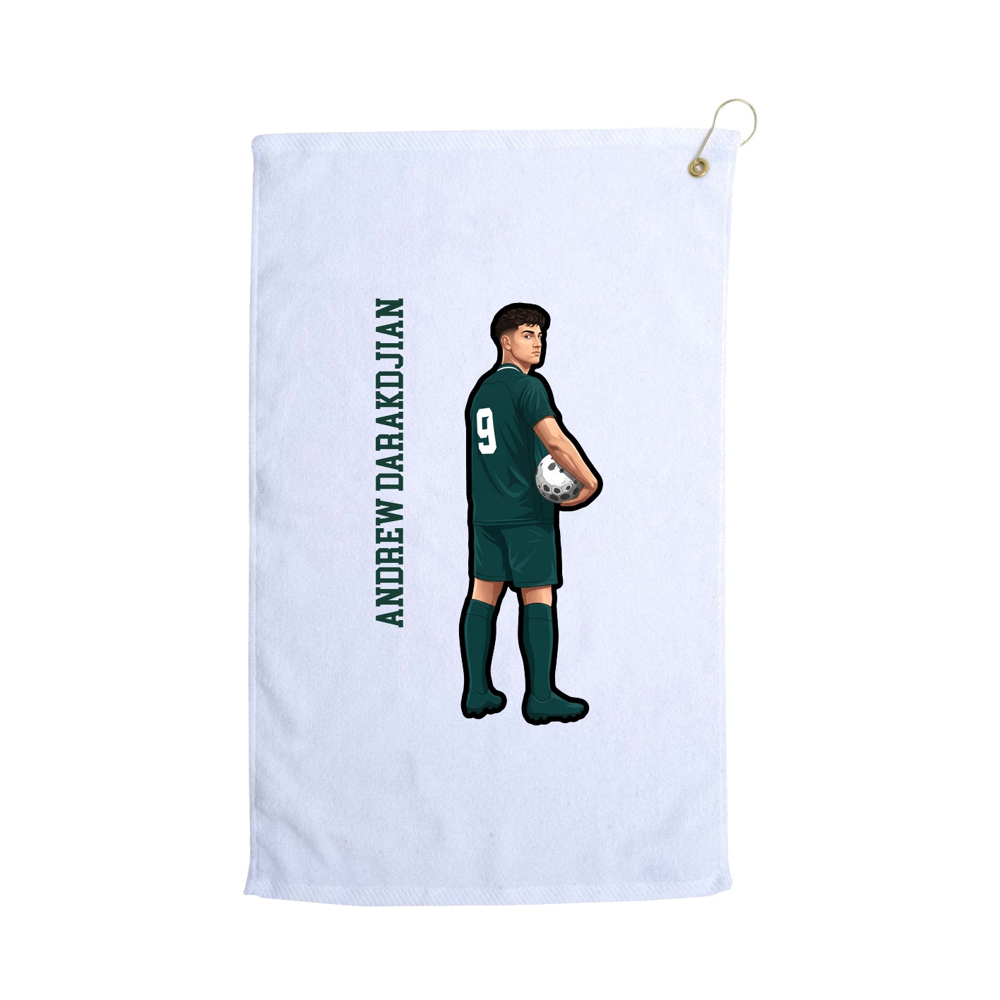Golf Towel — Name Vertical in White