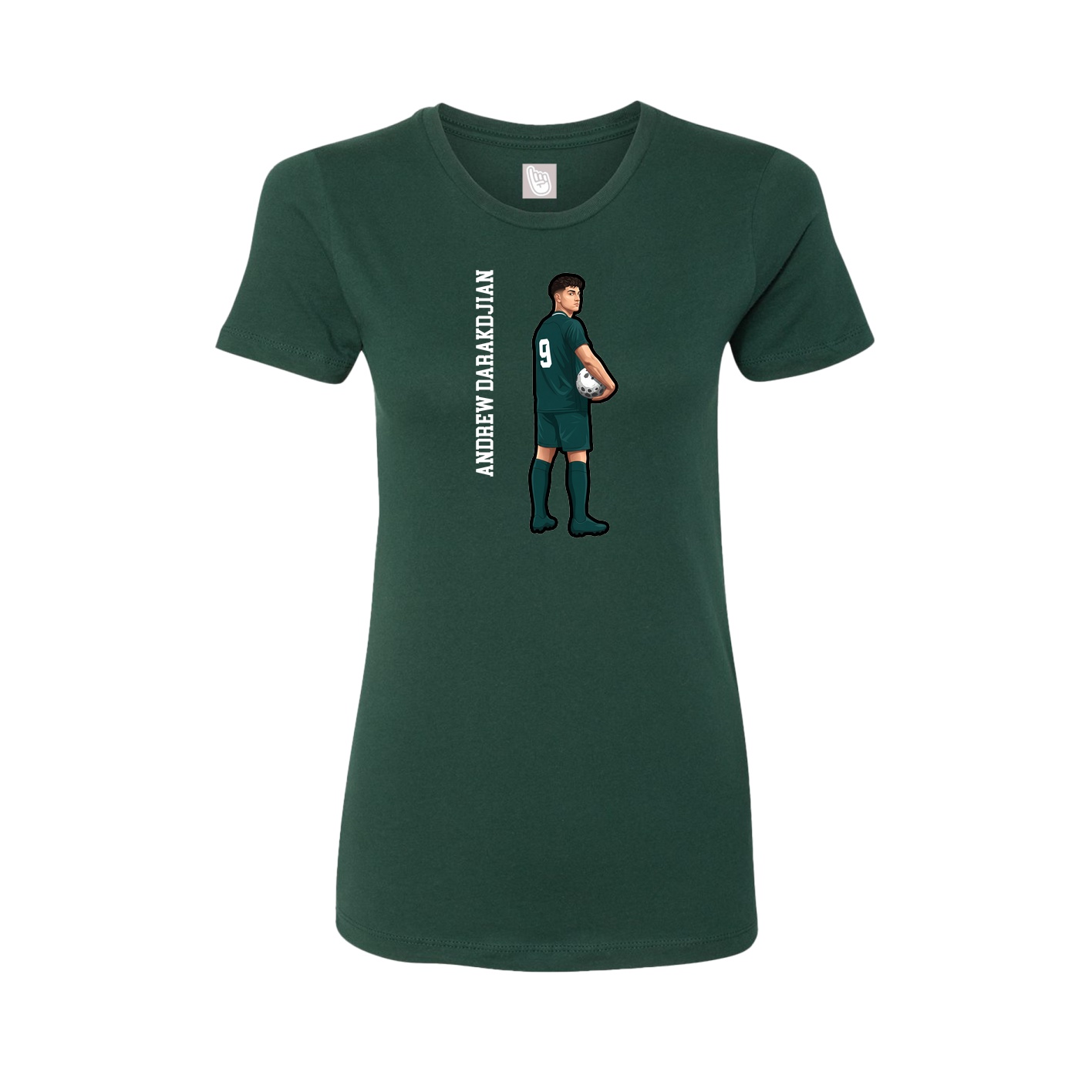 Fitted Women's Tee — Name Vertical in Green