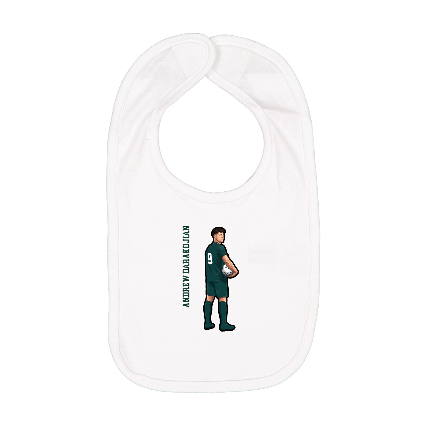 Infant Bib — Name Vertical in White
