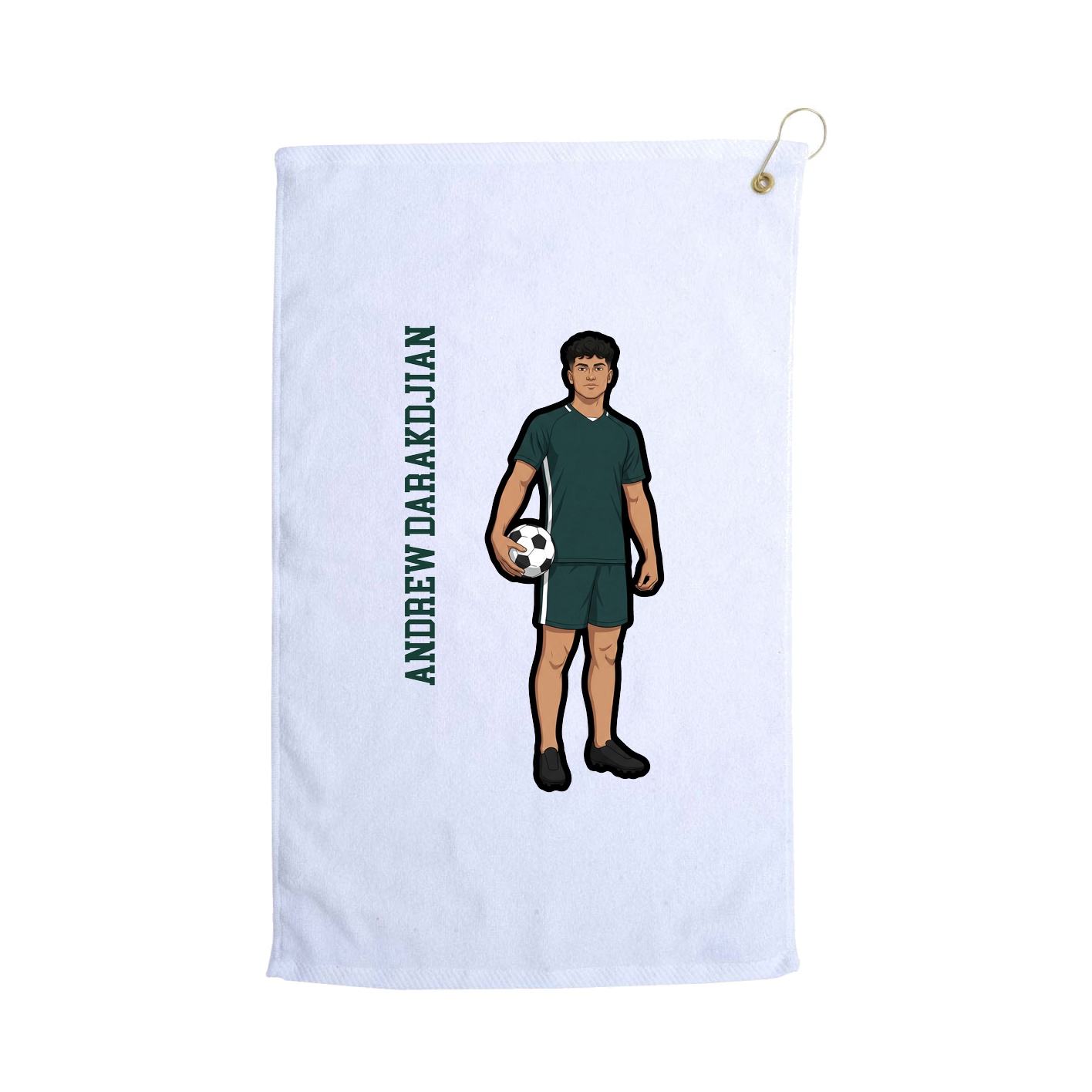 Golf Towel — Name Vertical in White