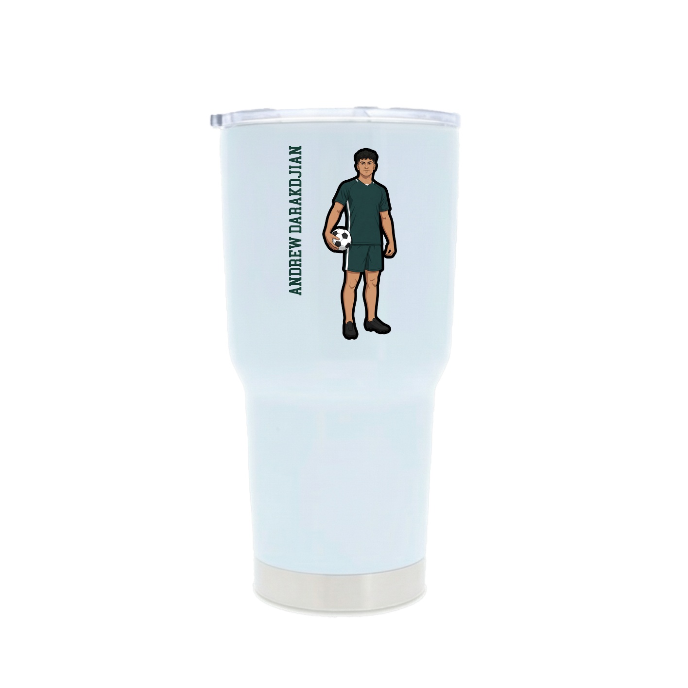 30oz Stainless Steel Tumbler — Name Vertical in White
