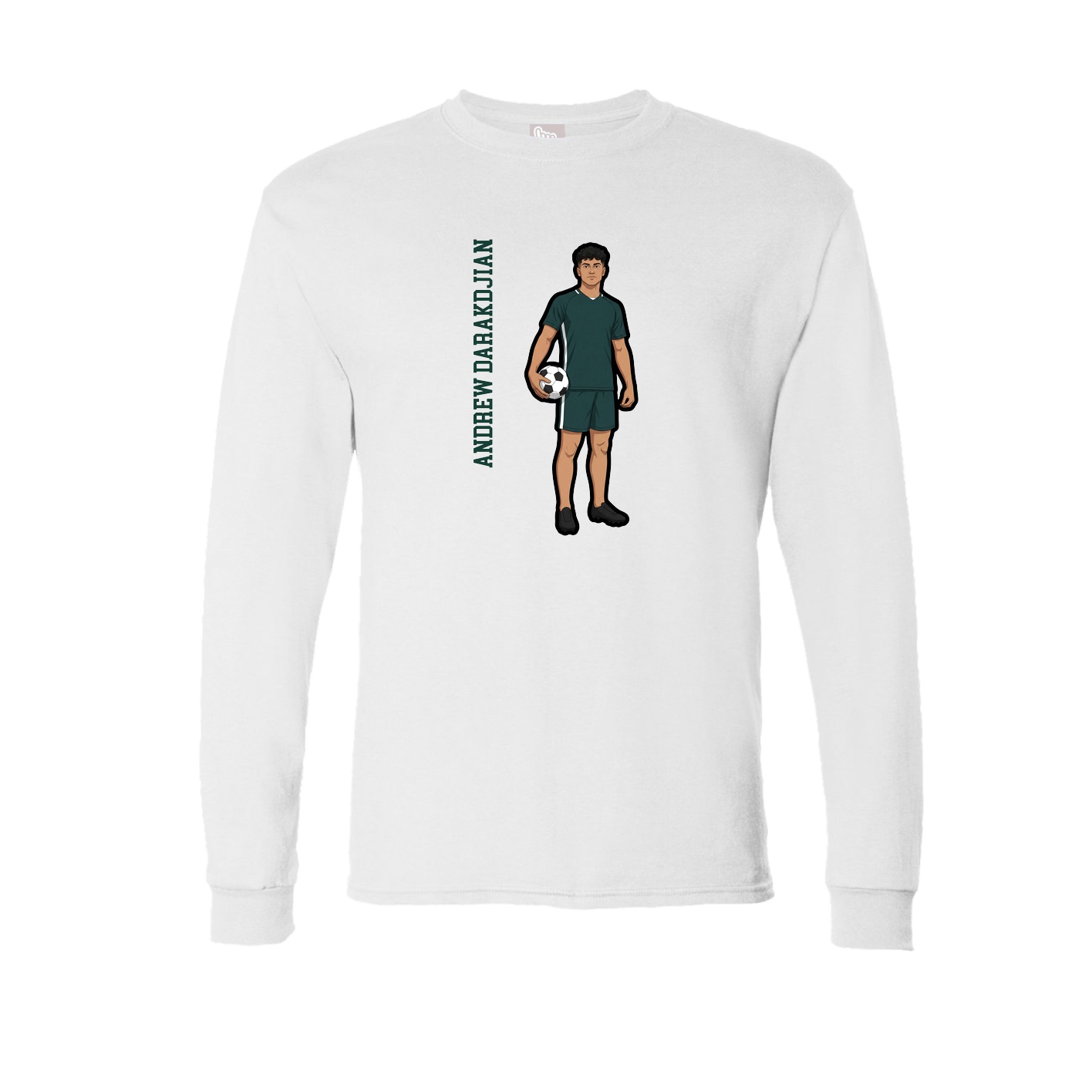 Long Sleeve Tee — Name Vertical in White