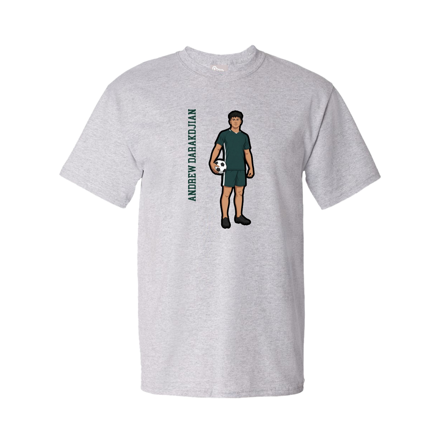 Youth Tee — Name Vertical in Grey