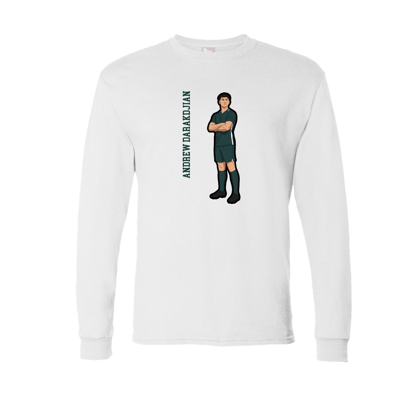Long Sleeve Tee — Name Vertical in White