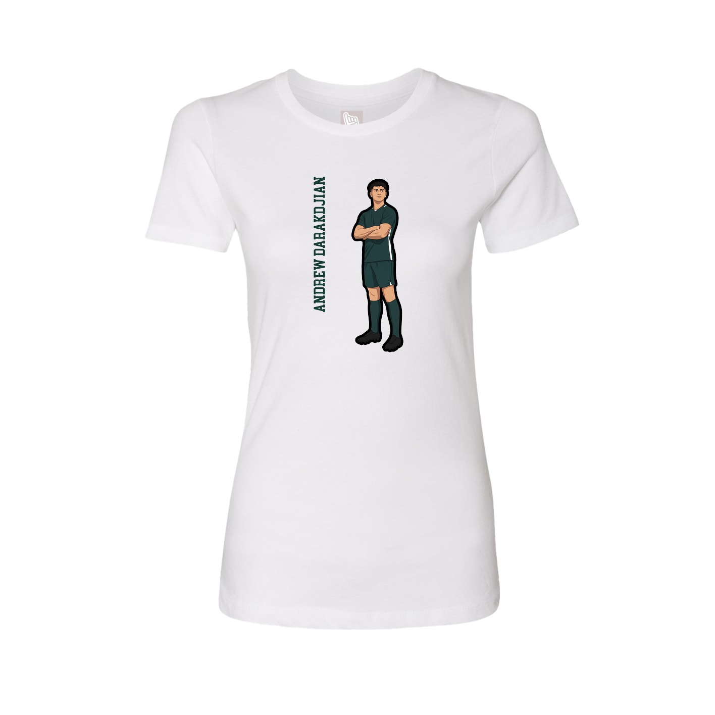 Fitted Women's Tee — Name Vertical in White