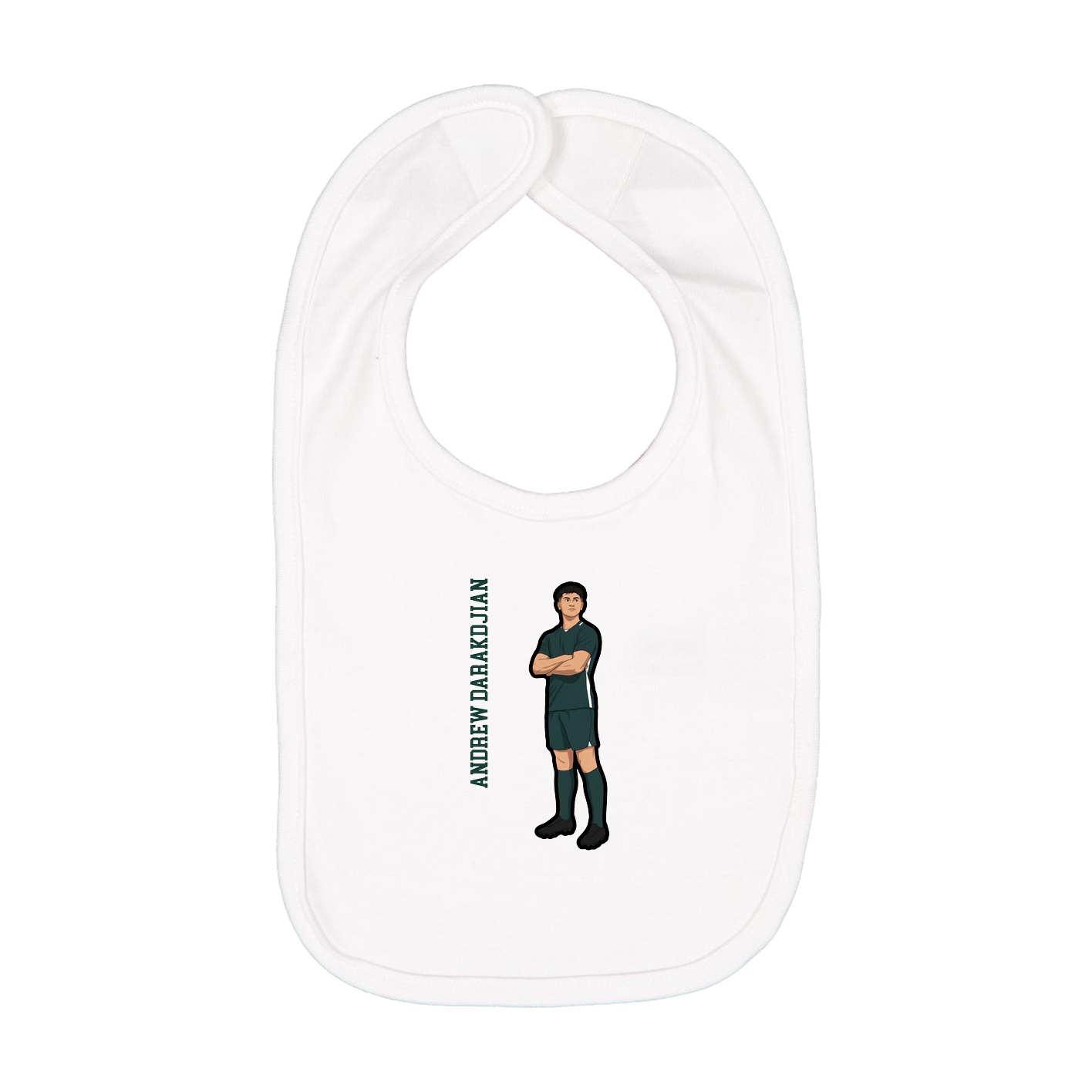 Infant Bib — Name Vertical in White