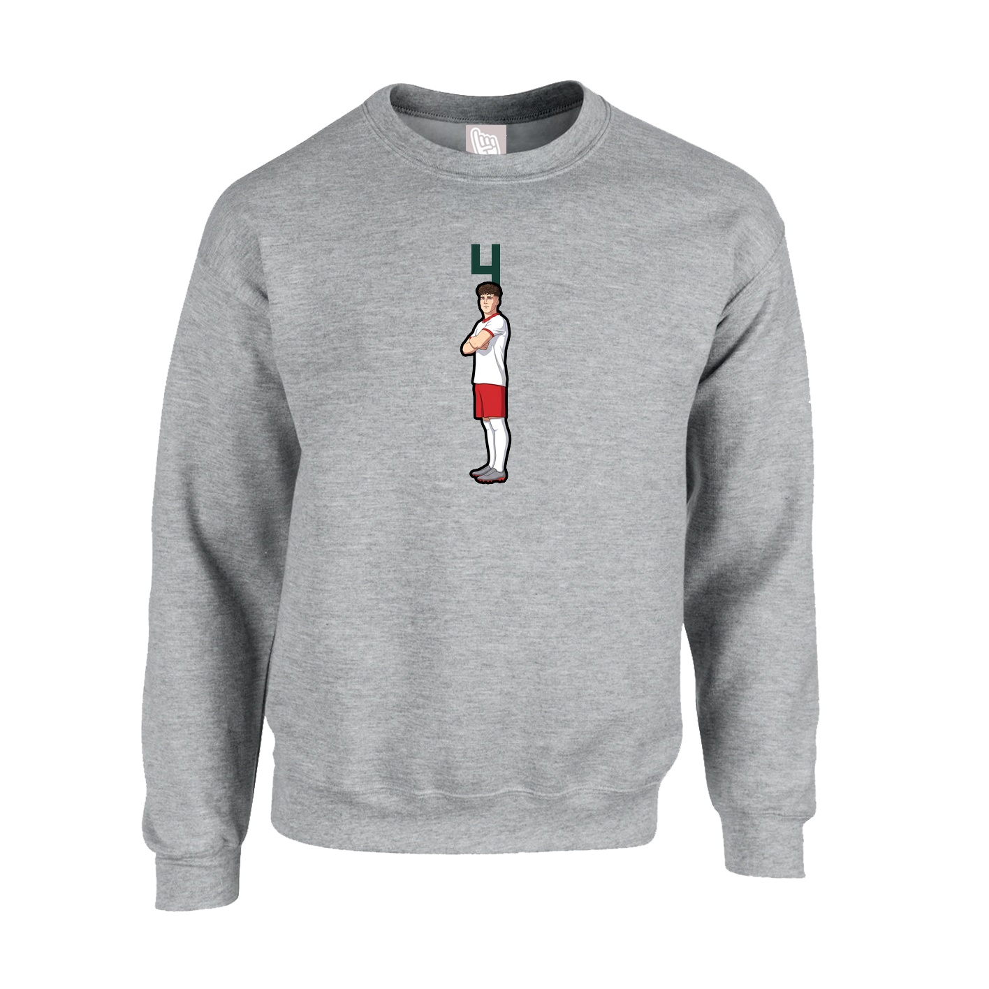 Fleece Crew — Number Top in Grey