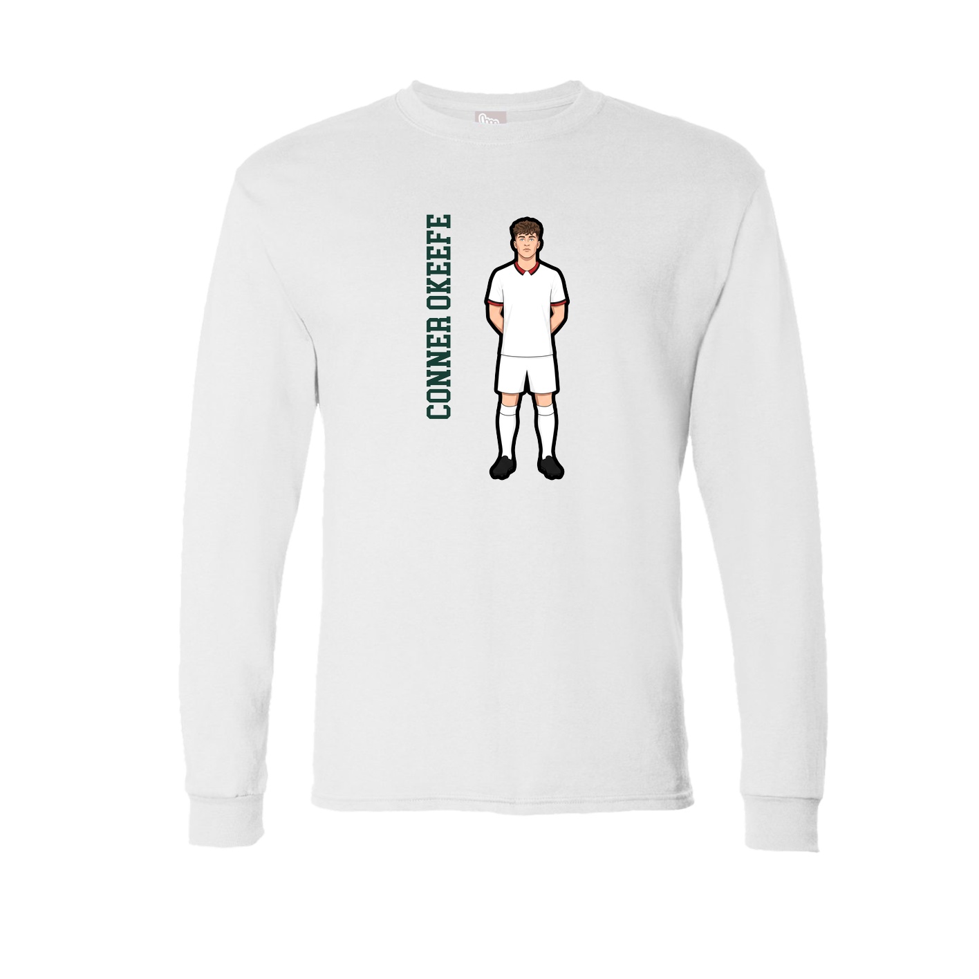 Long Sleeve Tee — Name Vertical in White