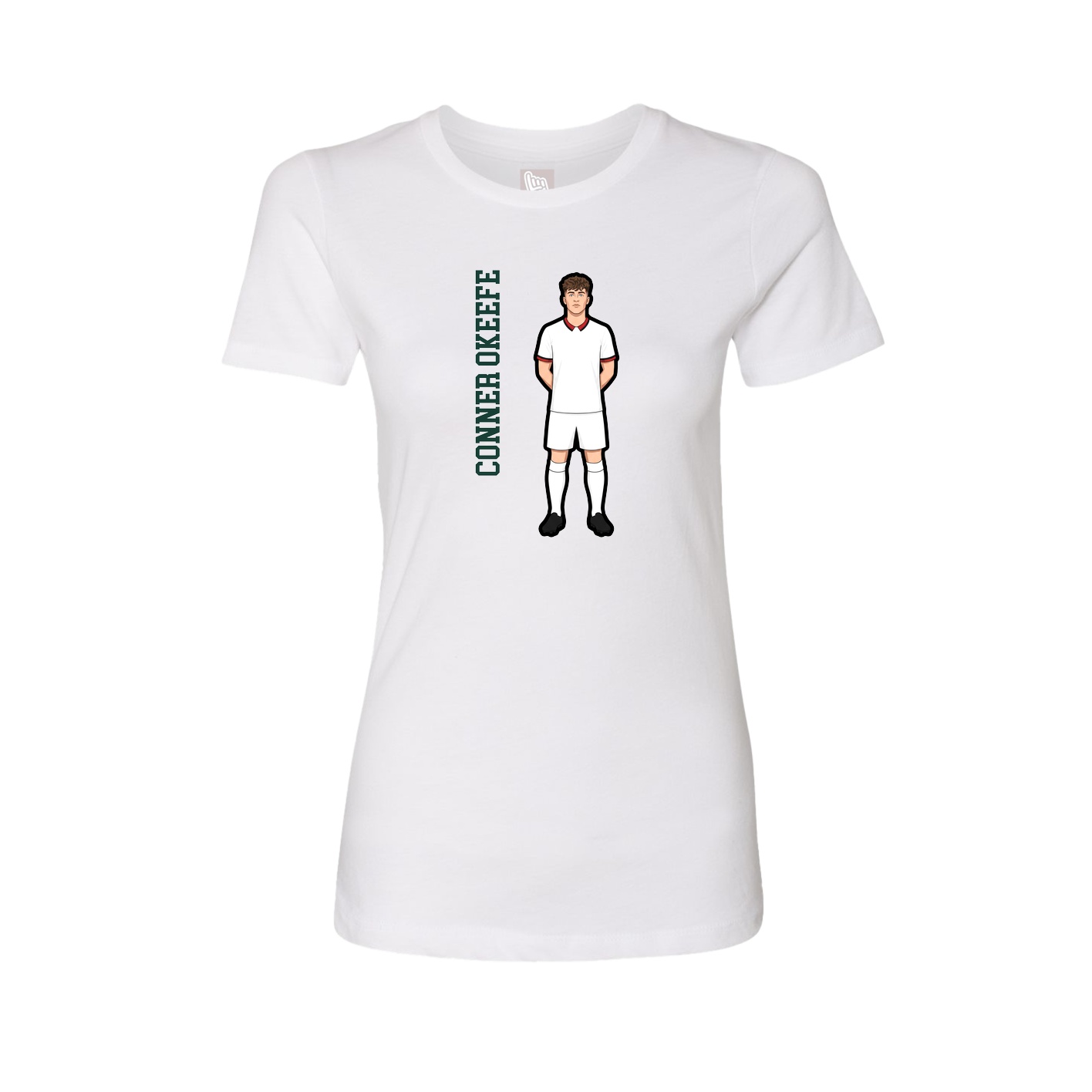 Fitted Women's Tee — Name Vertical in White