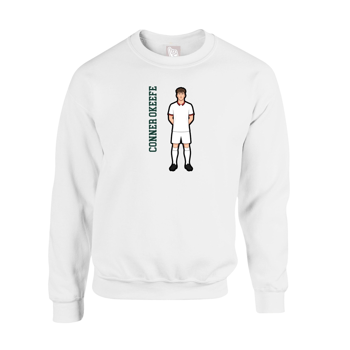 Fleece Crew — Name Vertical in White