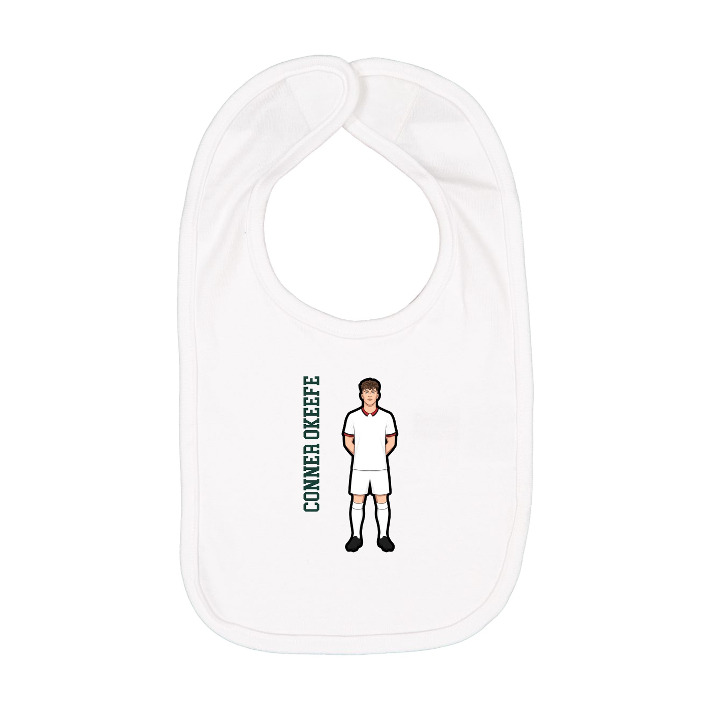 Infant Bib — Name Vertical in White