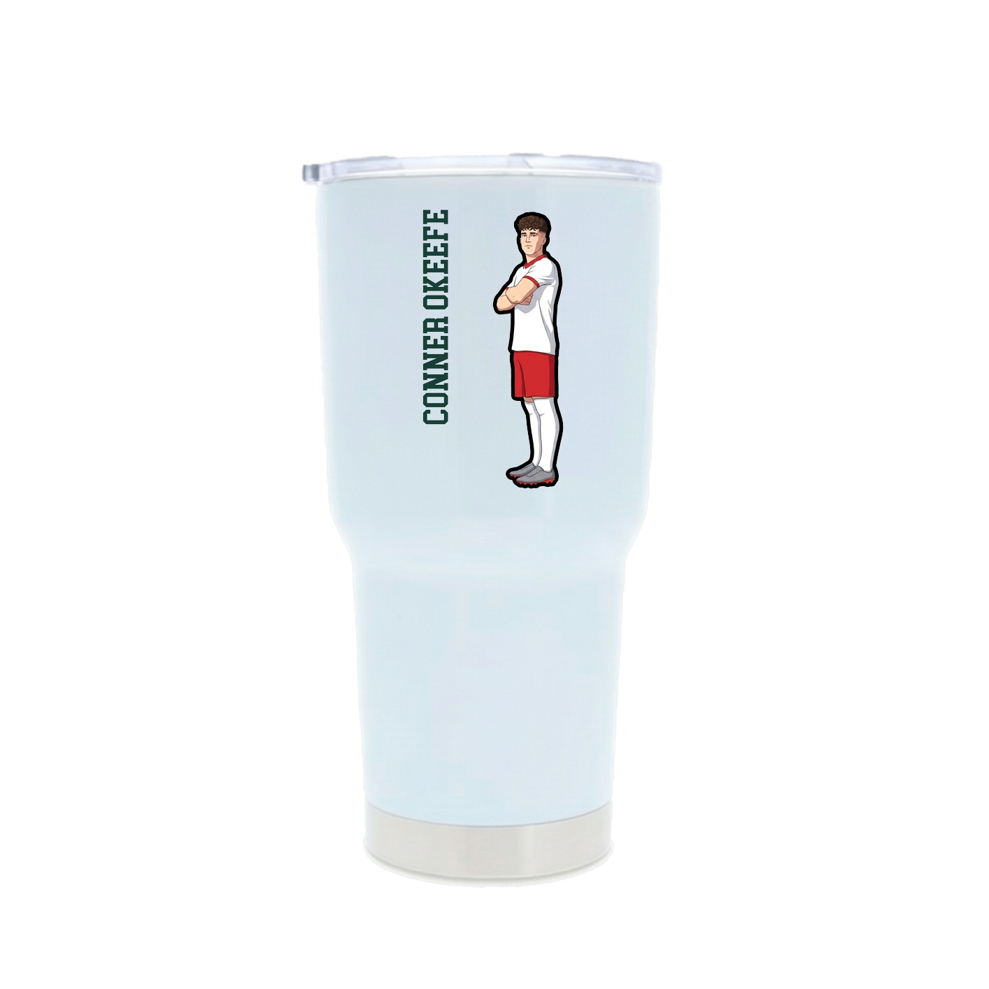 30oz Stainless Steel Tumbler — Name Vertical in White