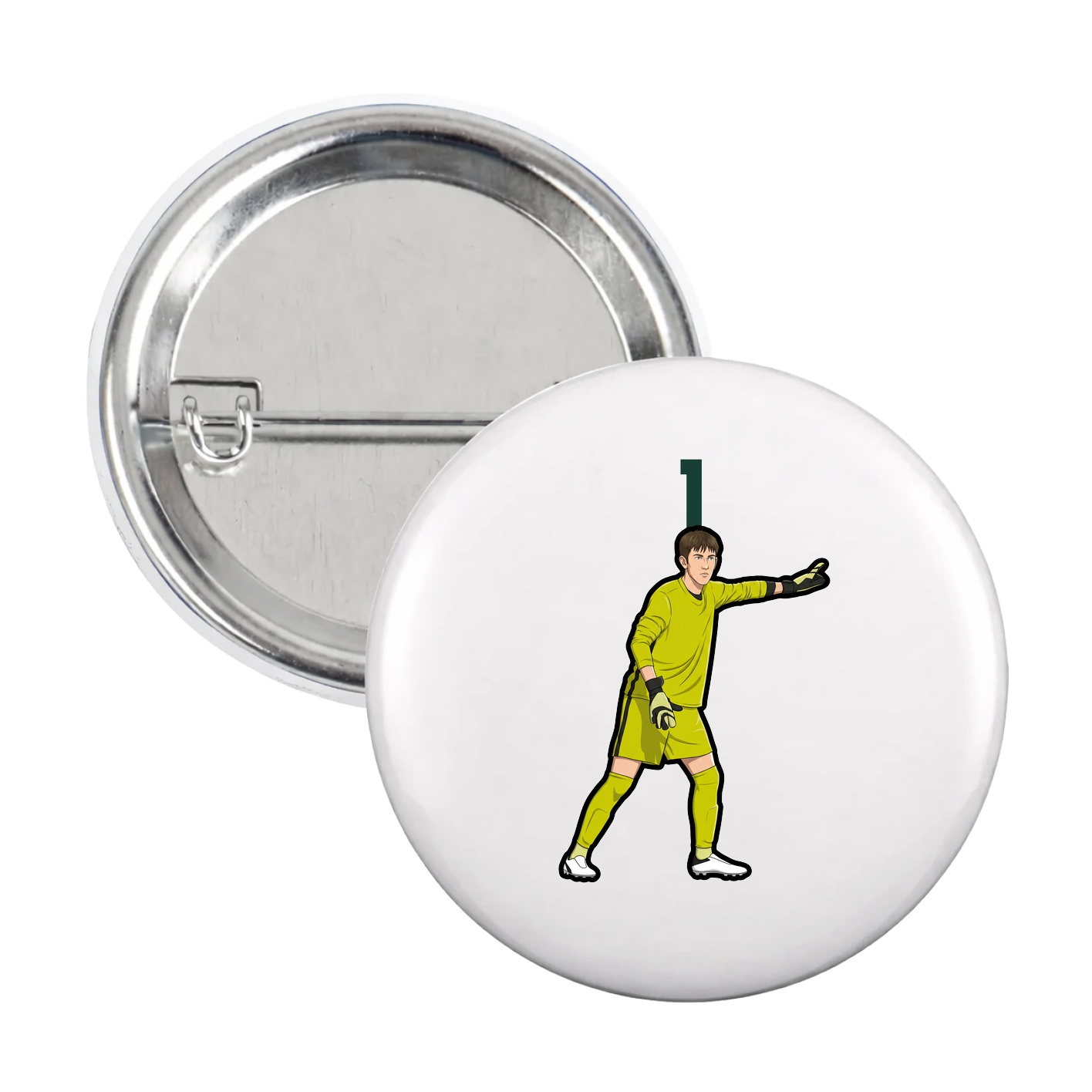 Game Day Button — Number Top in White