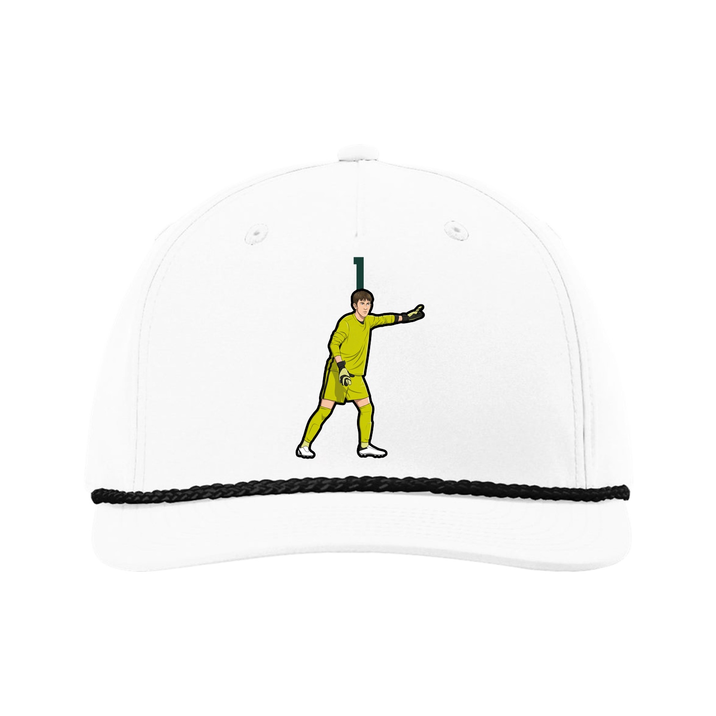 Five-Panel Classic Rope Cap — Number Top in White