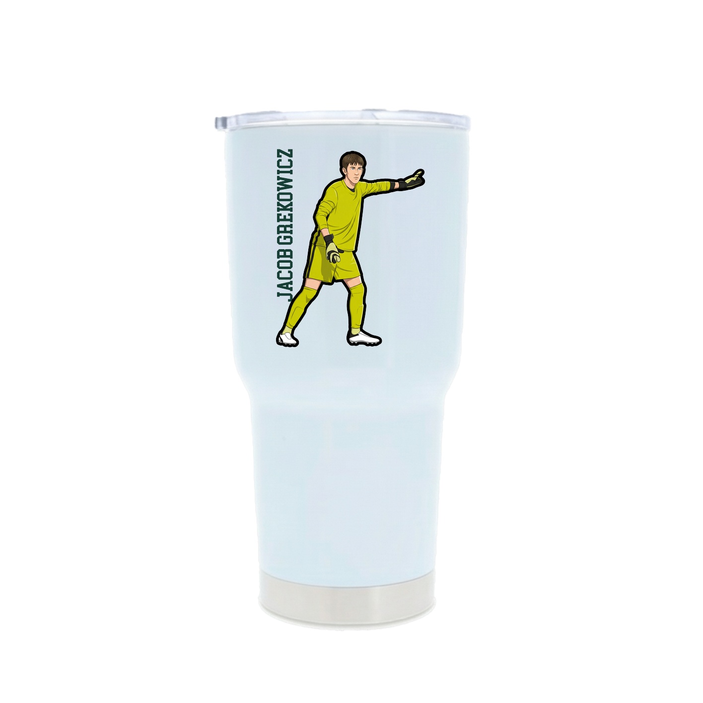 30oz Stainless Steel Tumbler — Name Vertical in White