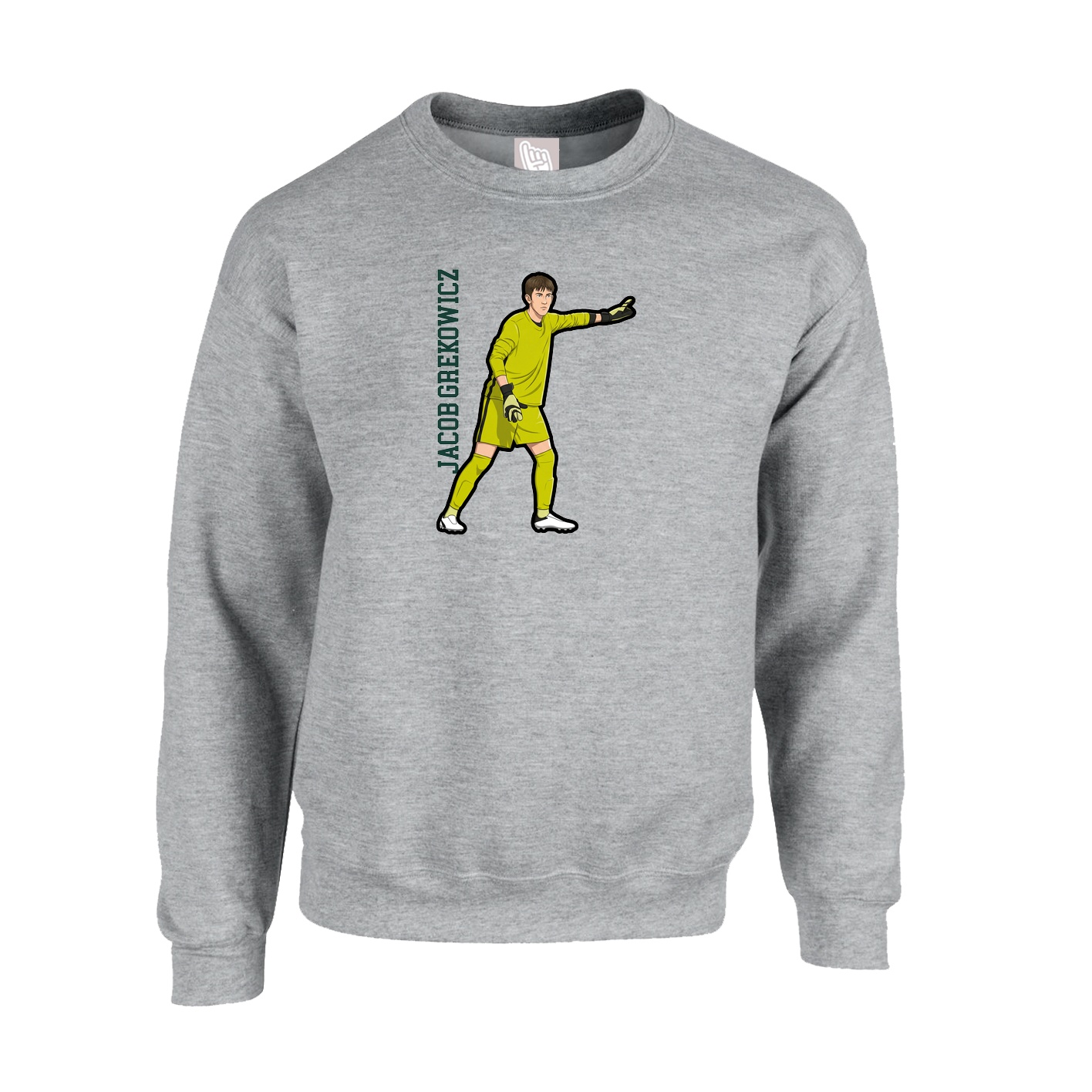 Fleece Crew — Name Vertical in Grey