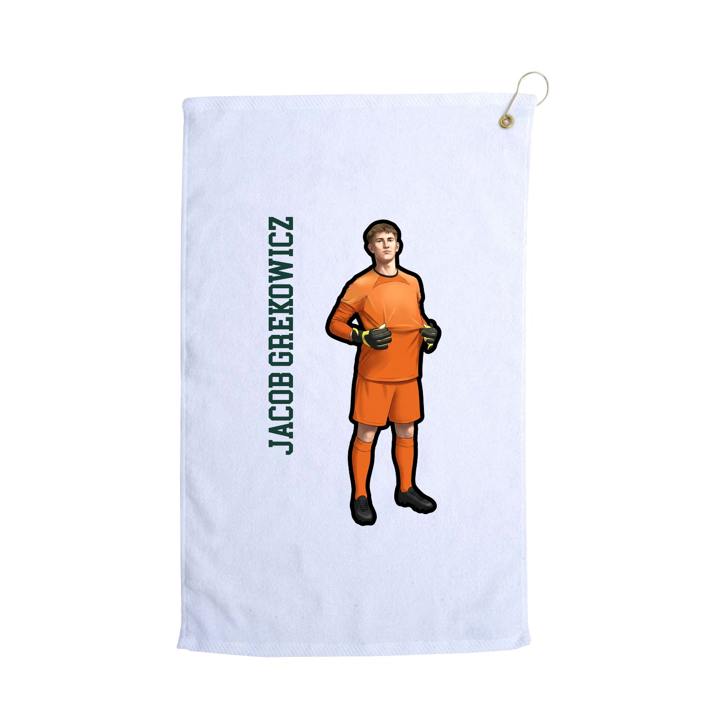 Golf Towel — Name Vertical in White