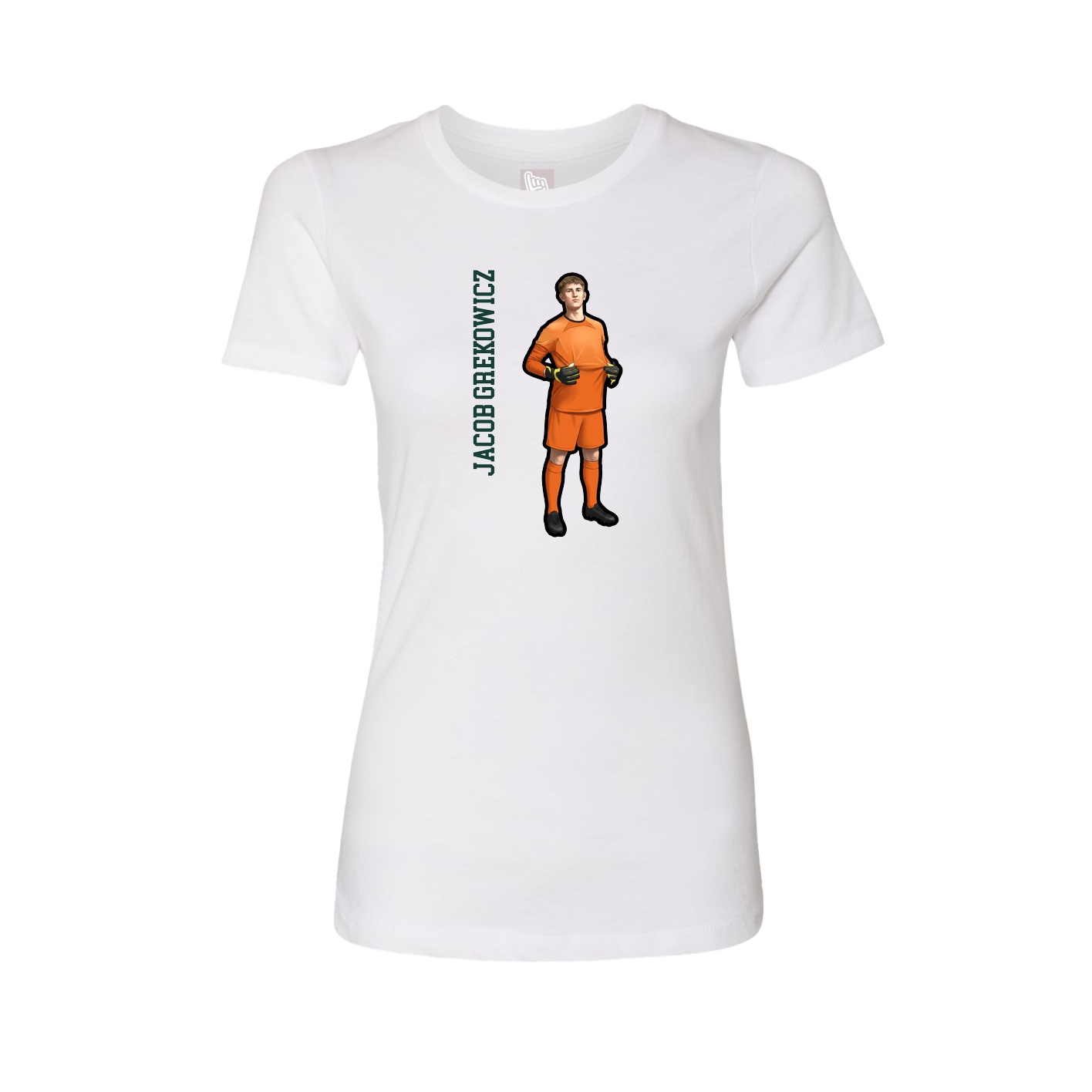 Fitted Women's Tee — Name Vertical in White